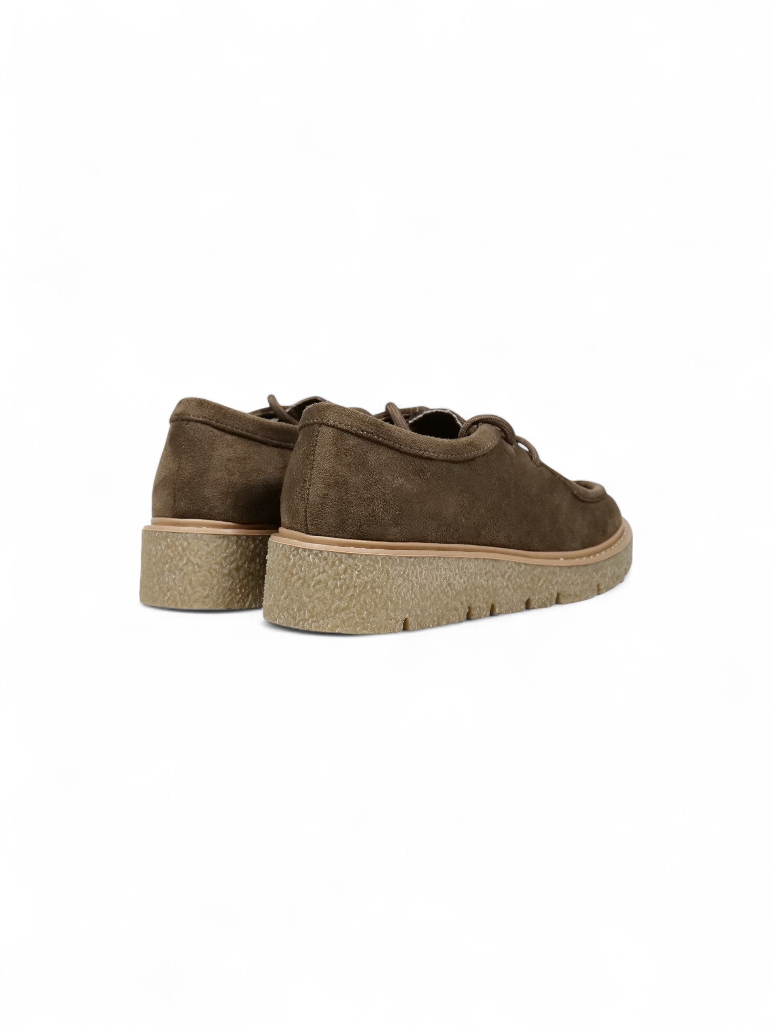 Zapatos tipo Wallabee en ante con suela gruesa cómoda – Calzado casual urbano disponible en verde marrón y negro