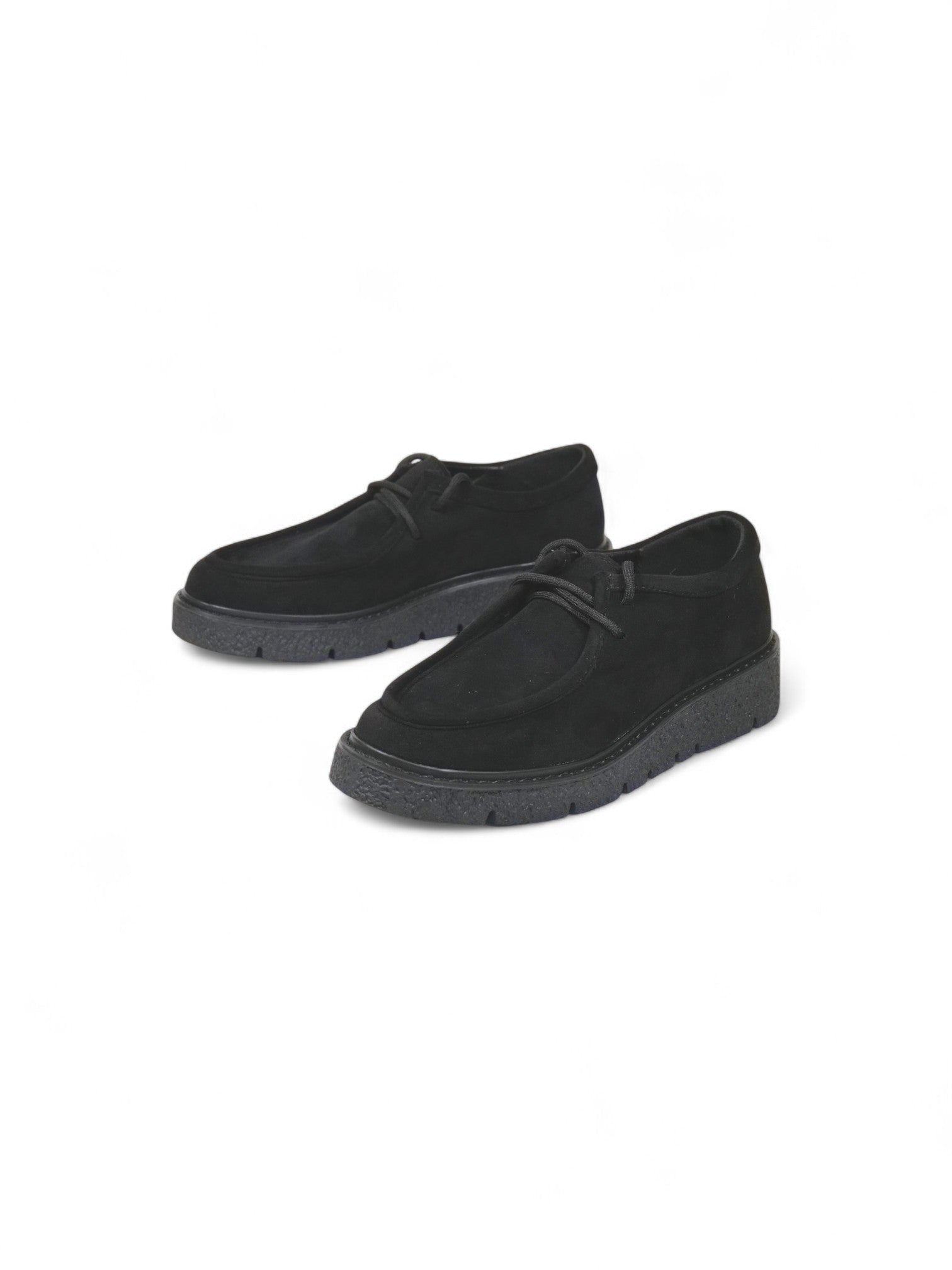 Zapatos tipo Wallabee en ante con suela gruesa cómoda – Calzado casual urbano disponible en verde marrón y negro