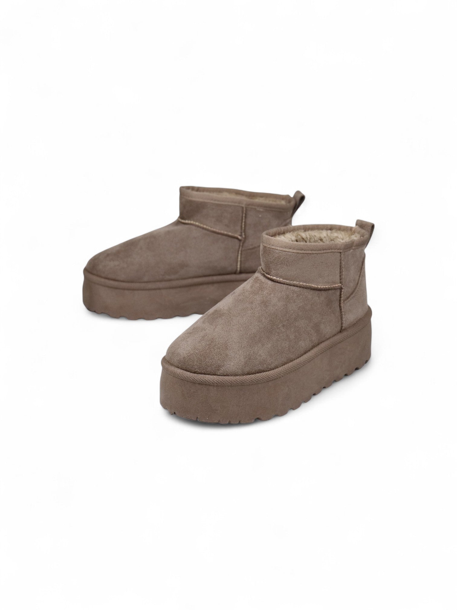Botines de invierno con plataforma para mujer en gamuza textura de terciopelo con forro cálido – Botas estilo snow boots