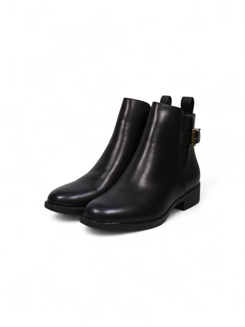 Botines Chelsea para mujer con hebilla trasera decorativa y tacón bajo – Botas cortas elegantes disponibles en marrón y negro