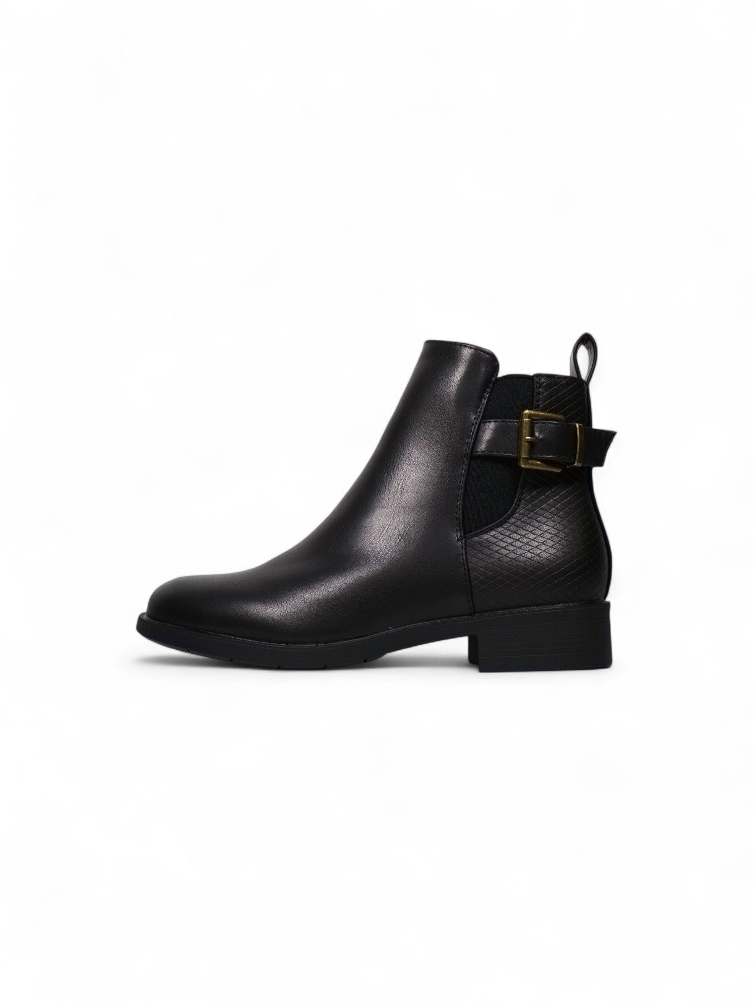 Botines Chelsea para mujer con hebilla trasera decorativa y tacón bajo – Botas cortas elegantes disponibles en marrón y negro