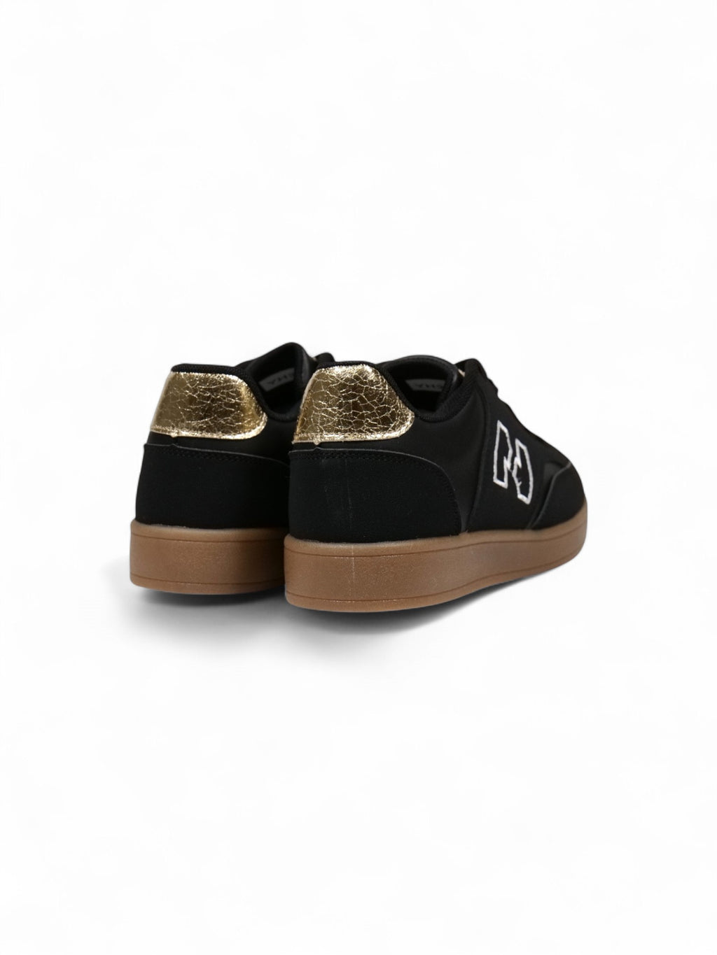 Zapatillas deportivas retro para mujer con suela de goma y logo lateral – Sneakers urbanas en burdeos, negro y beige