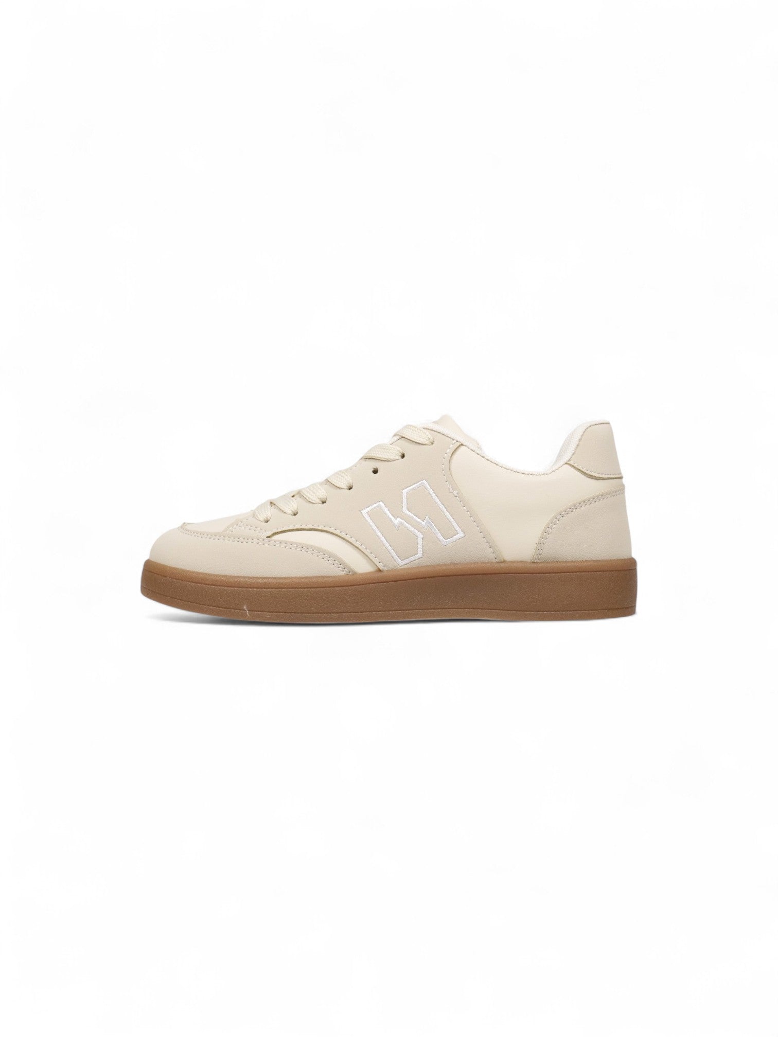 Zapatillas deportivas retro para mujer con suela de goma y logo lateral – Sneakers urbanas en burdeos, negro y beige
