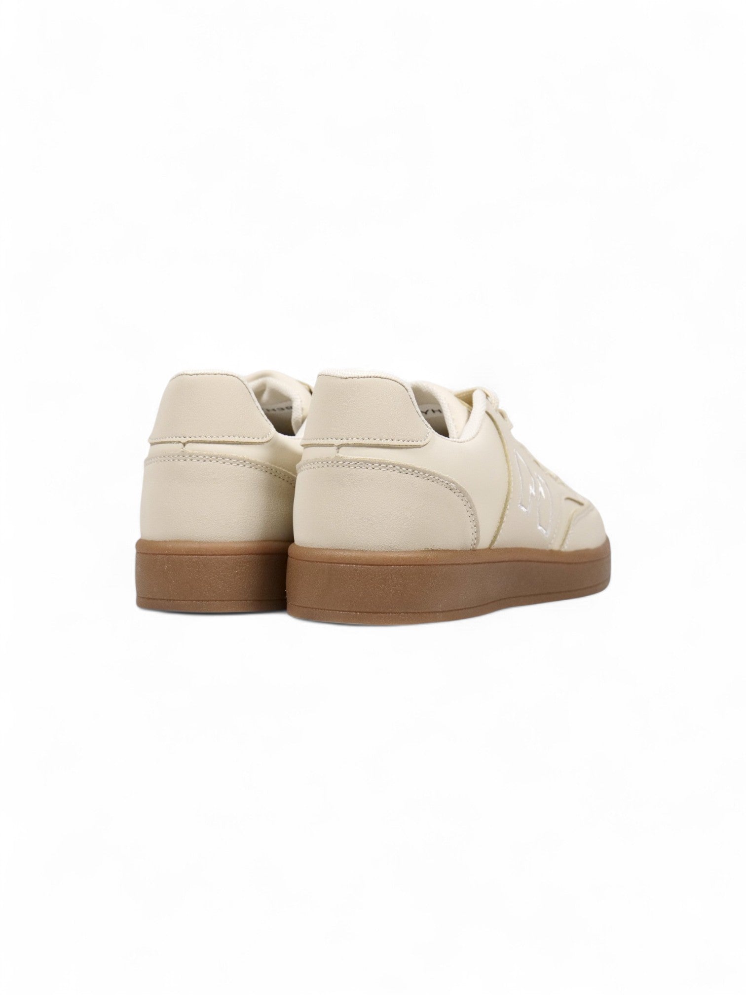 Zapatillas deportivas retro para mujer con suela de goma y logo lateral – Sneakers urbanas en burdeos, negro y beige