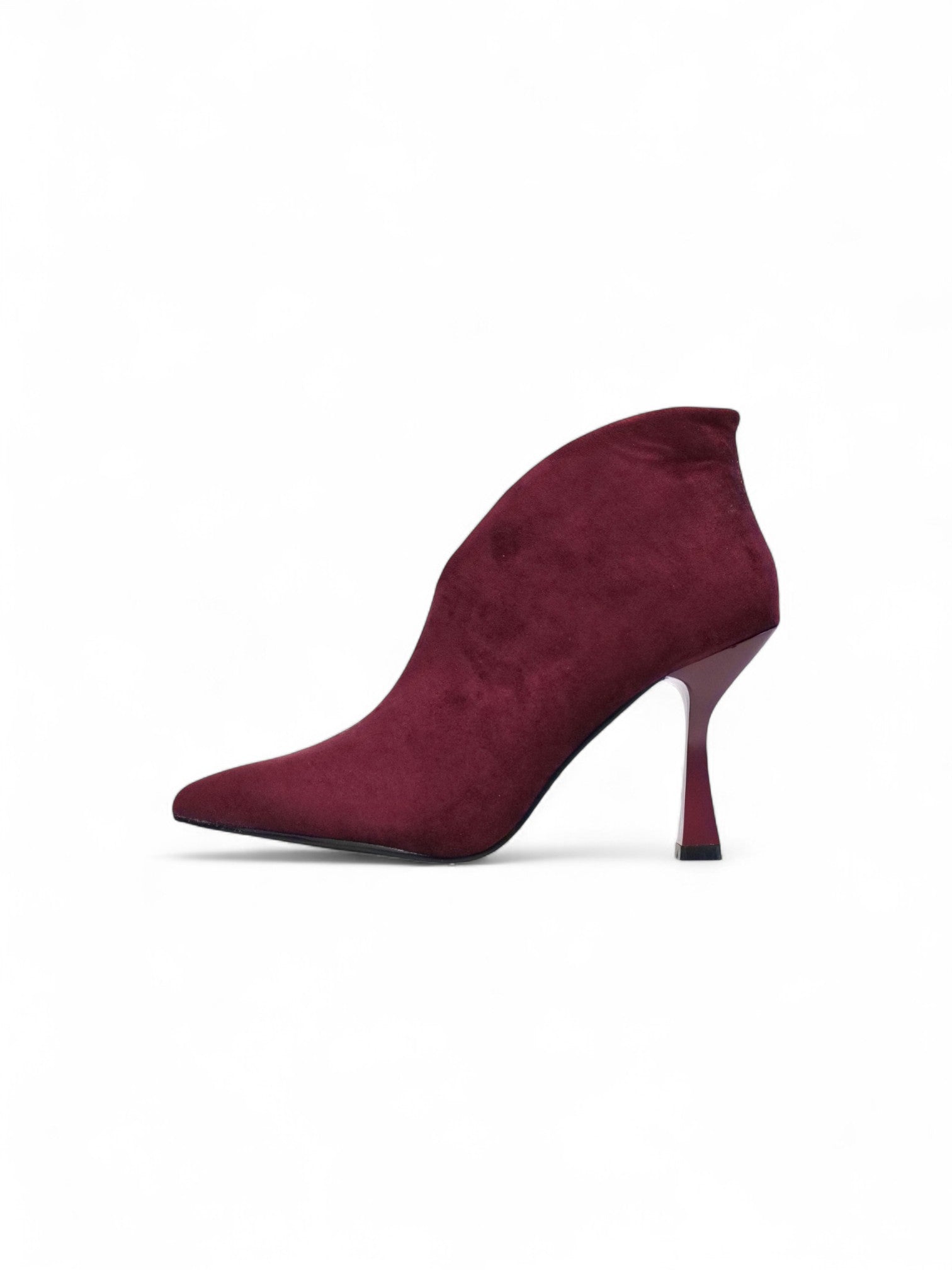 Botines de mujer en gamuza sintética con tacón fino alto