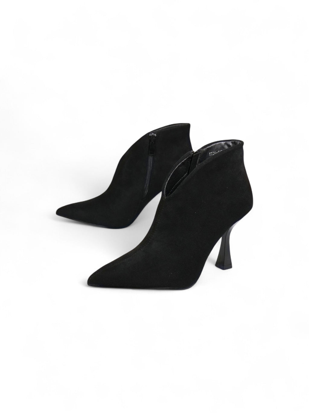 Botines de mujer en gamuza sintética con tacón fino alto