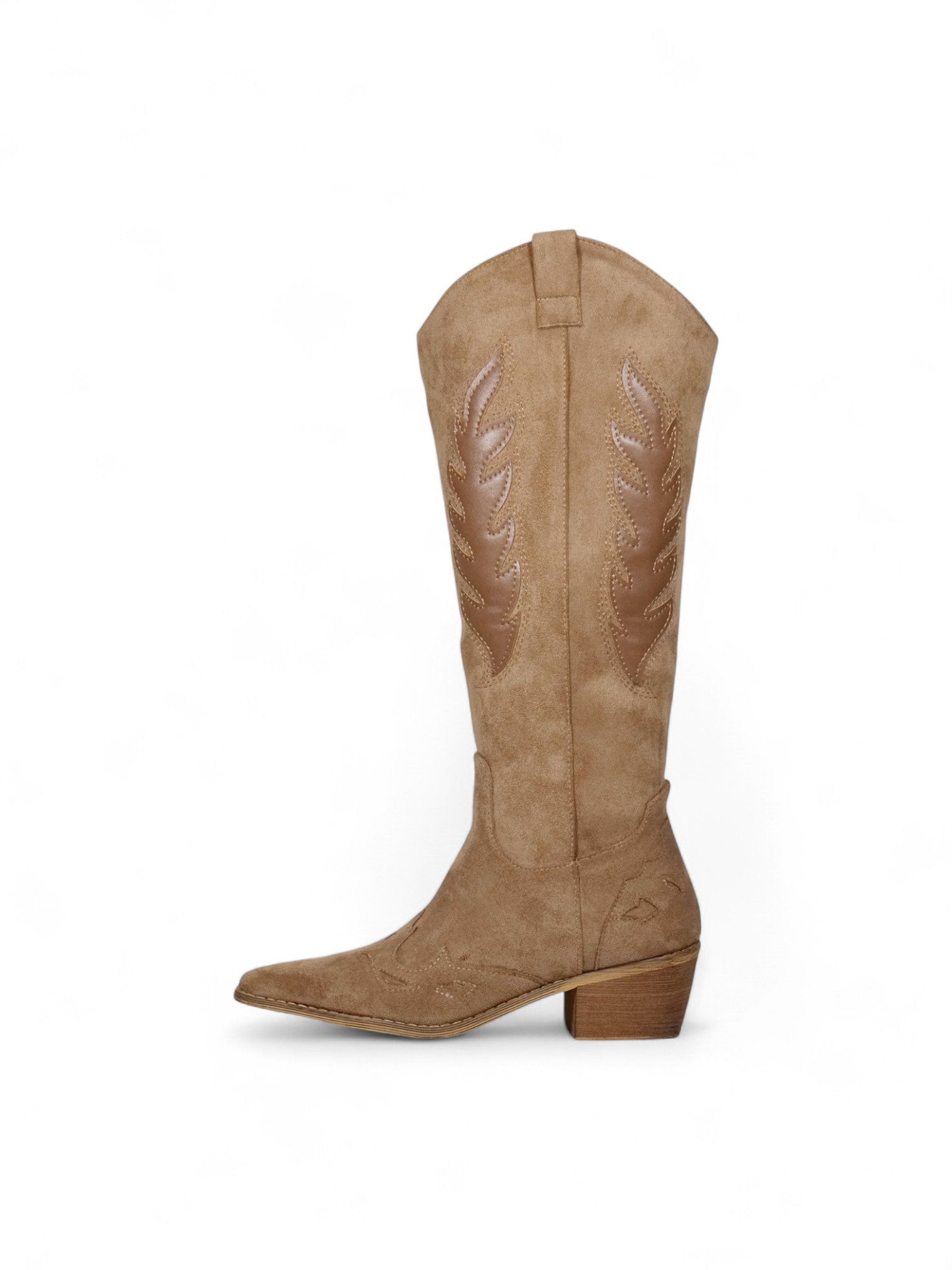 Botas vaqueras gamuza sintética con caña alta, bordados decorativos