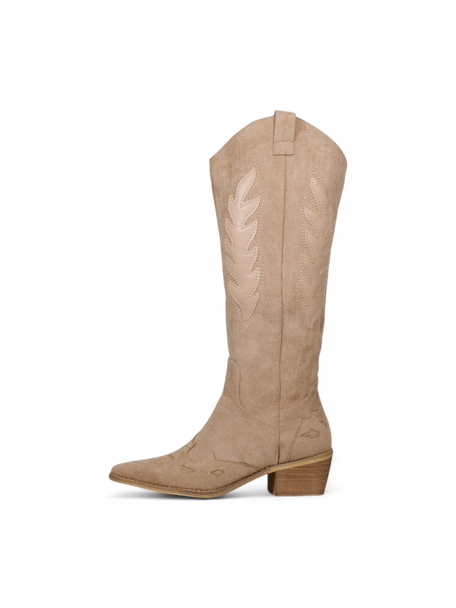 Botas vaqueras gamuza sintética con caña alta, bordados decorativos