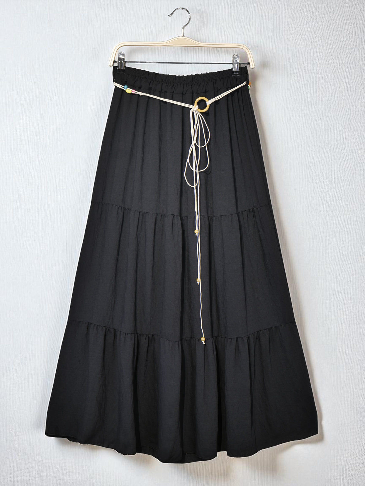 Falda Midi con Cinturón Bohemio