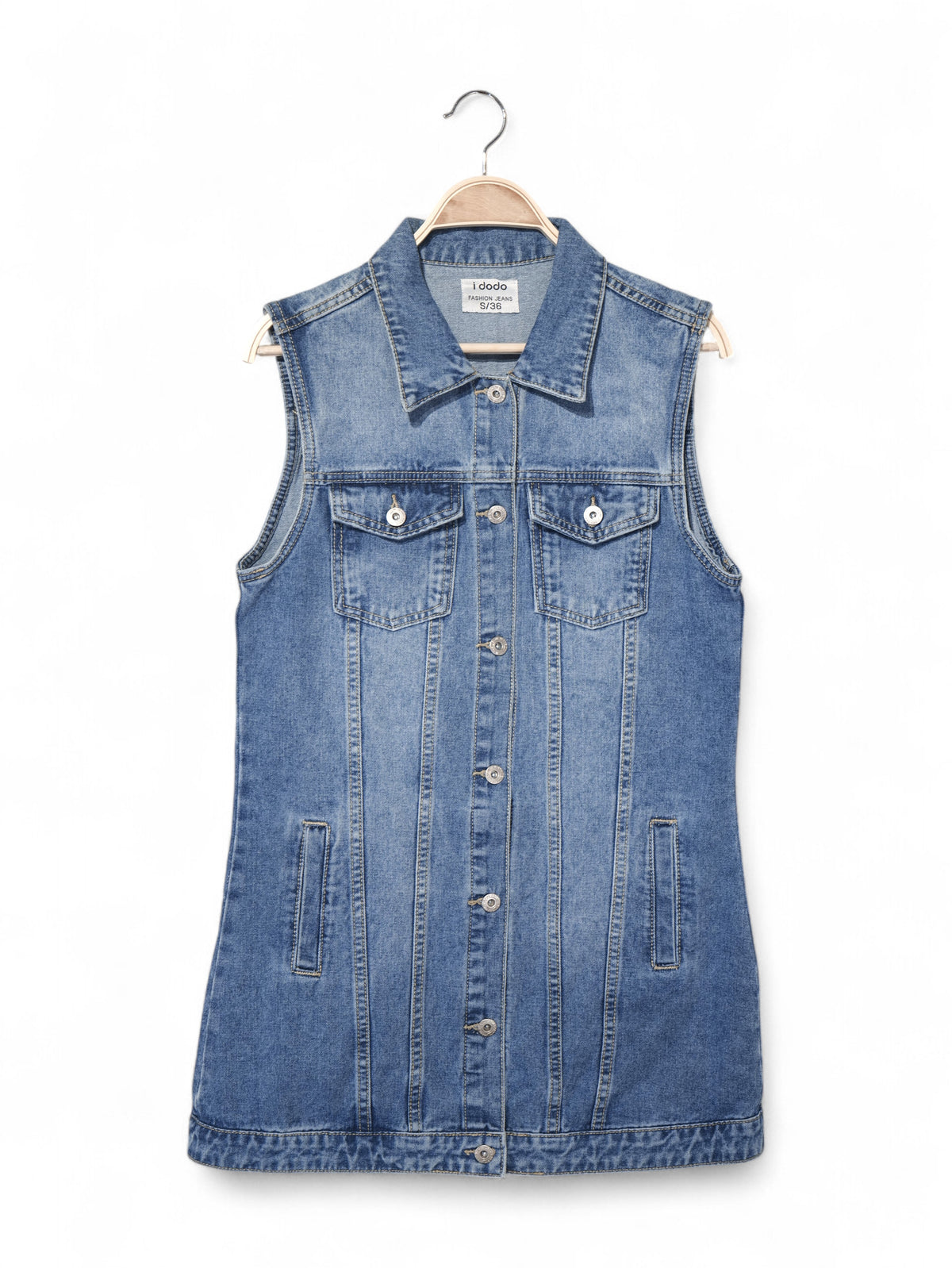 Vestido tipo chaleco denim sin mangas