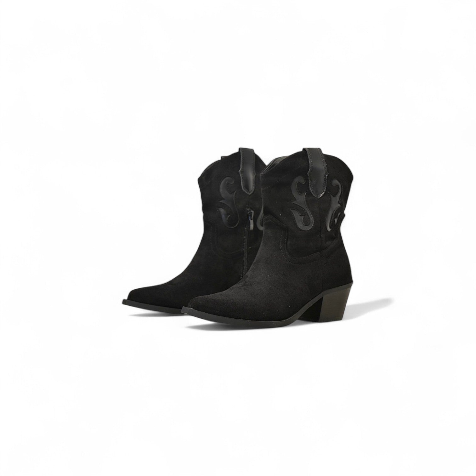 Botas cowboy de mujer estilo western con tacón medio y punta fina efecto ante sintético