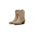 Botas cowboy de mujer estilo western con tacón medio y punta fina efecto ante sintético