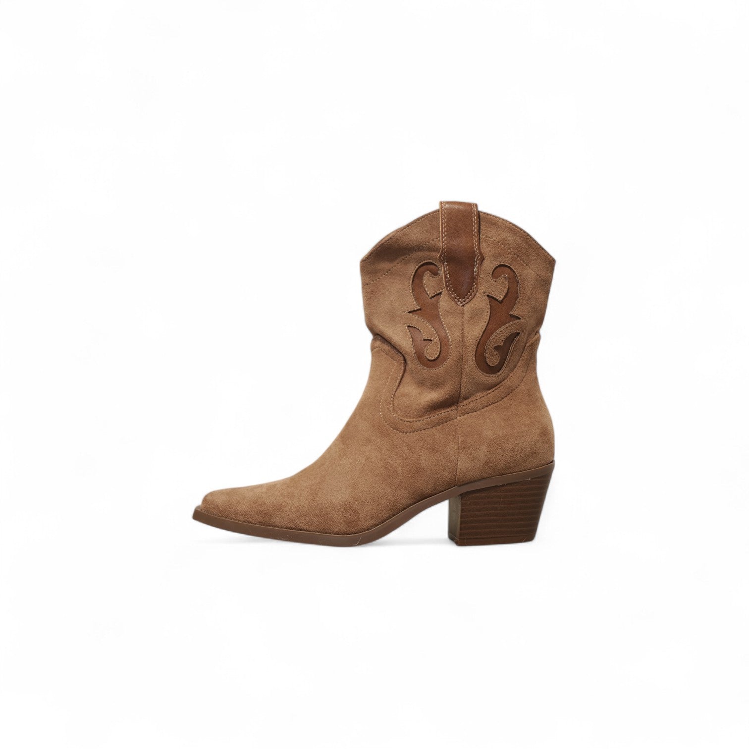 Botas cowboy de mujer estilo western con tacón medio y punta fina efecto ante sintético
