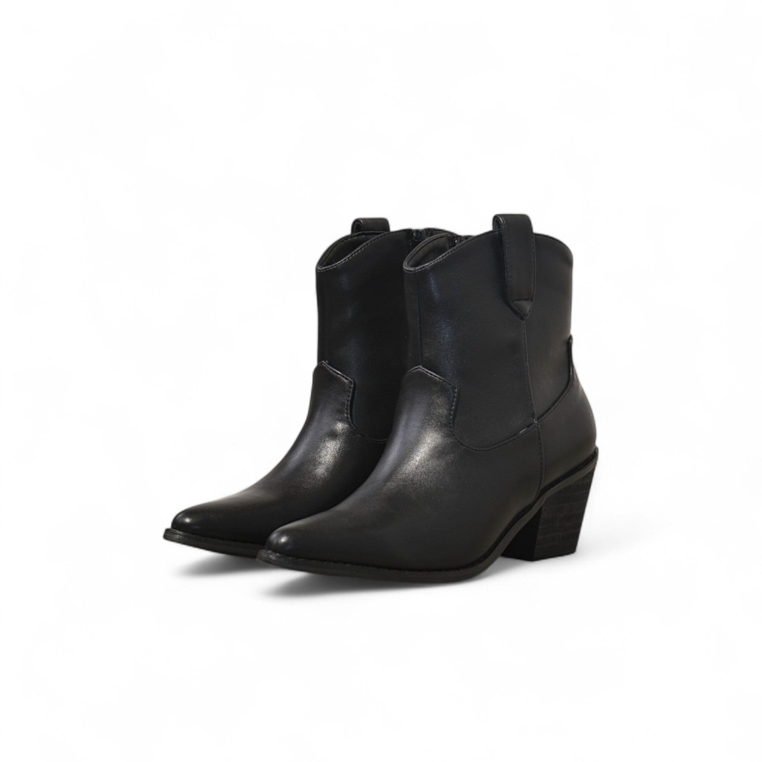 Botines camperos mujer tacón medio punta fina estilo western en gamuza y piel sintética – disponibles en beige, burdeos, marrón y negro