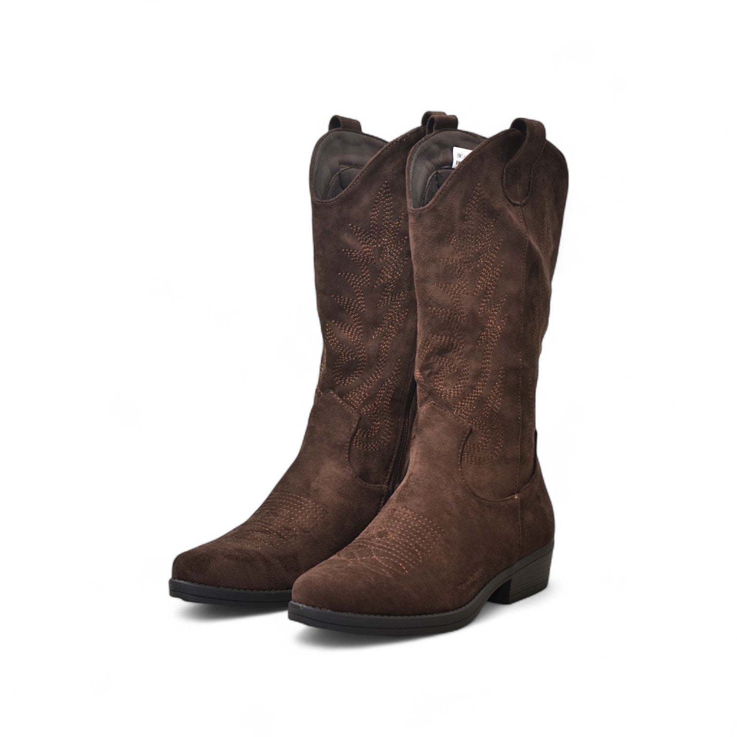 Botas camperas estilo cowboy caña media en efecto ante sintético con bordados