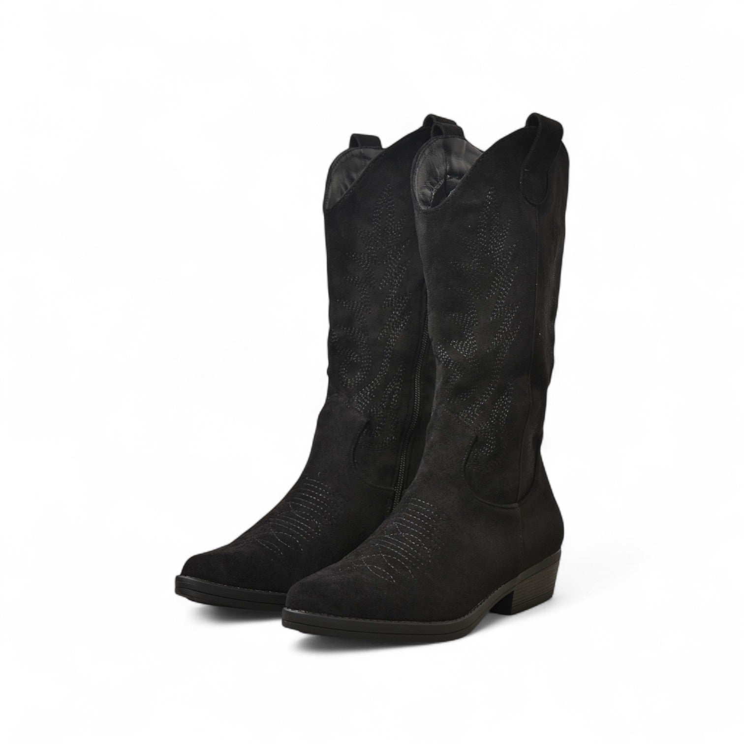 Botas camperas estilo cowboy caña media en efecto ante sintético con bordados
