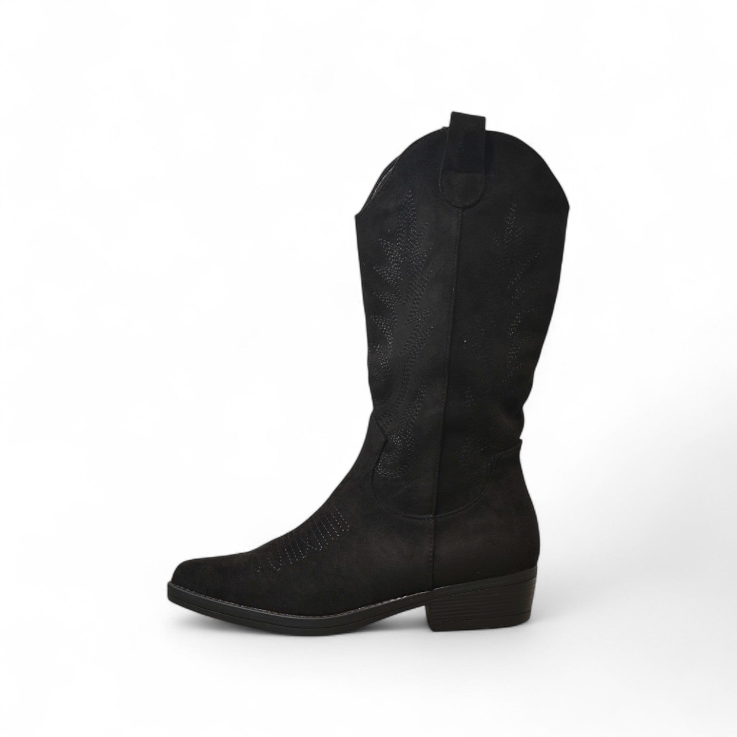 Botas cowboy planas caña media en efecto ante sintético con bordados