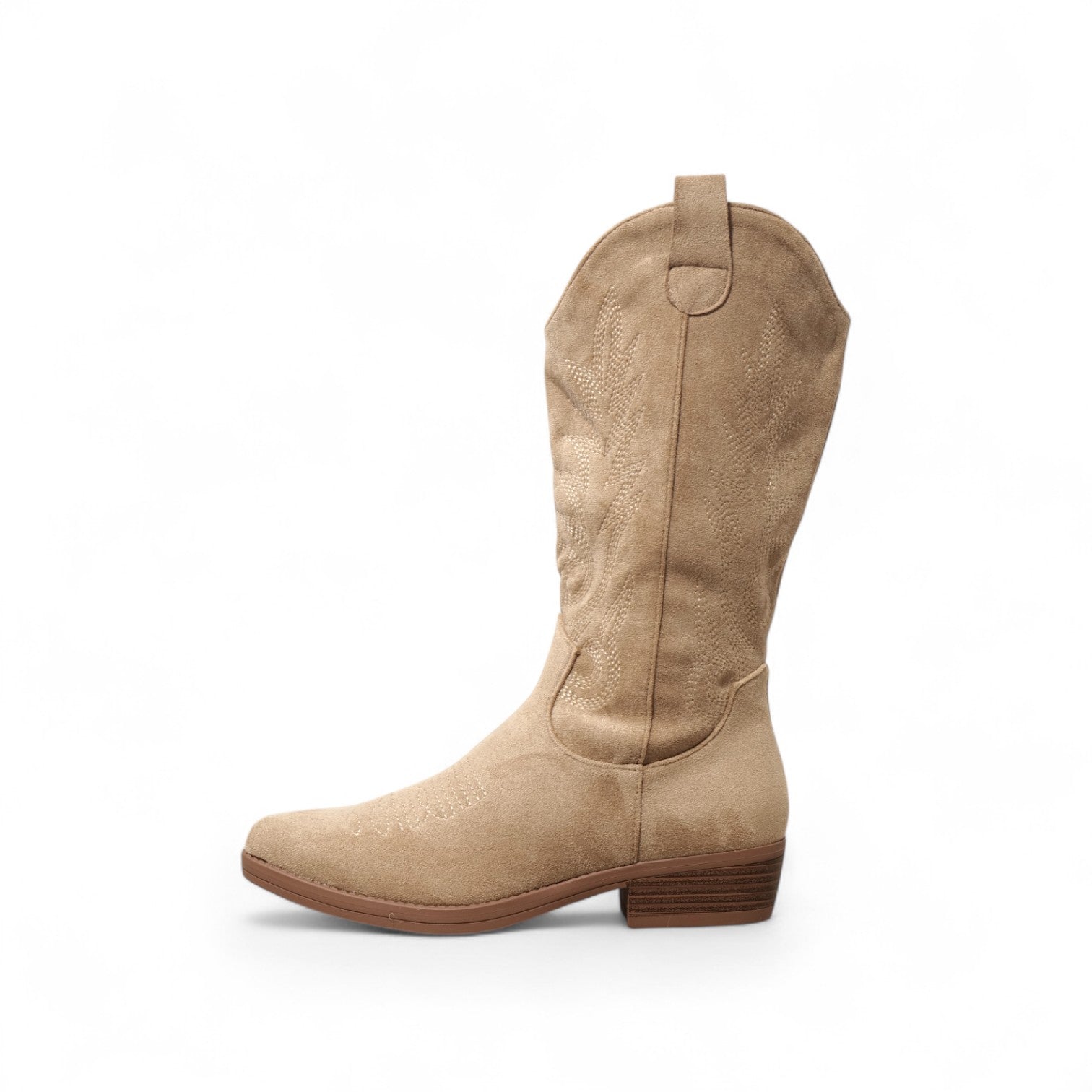 Botas camperas estilo cowboy caña media en efecto ante sintético con bordados