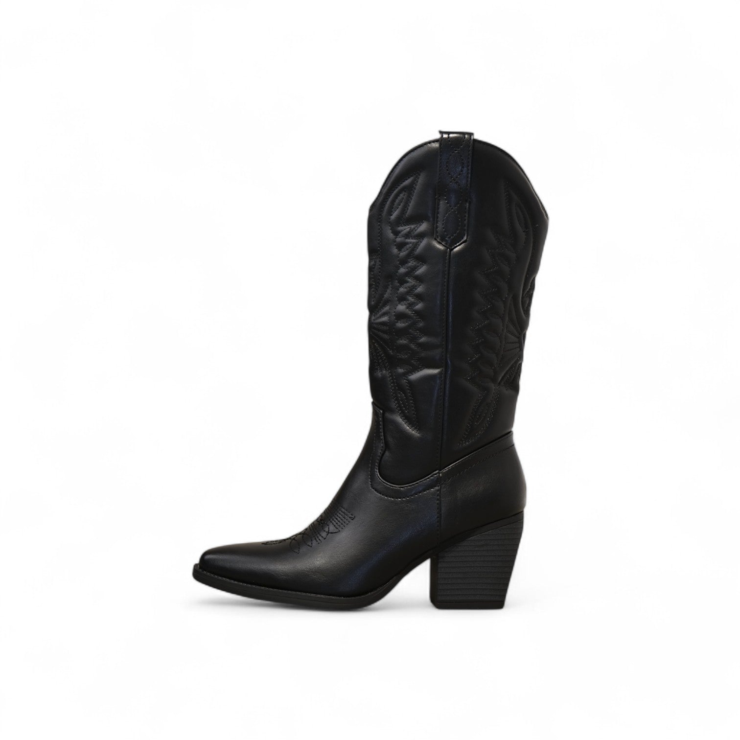 Botas cowboy de mujer bordadas con tacón ancho, estilo vaquero moderno y cómodo para looks casuales