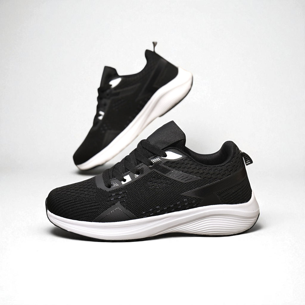 Zapatillas deportivas de mujer con tejido transpirable y suela ligera, negro y negro degradado