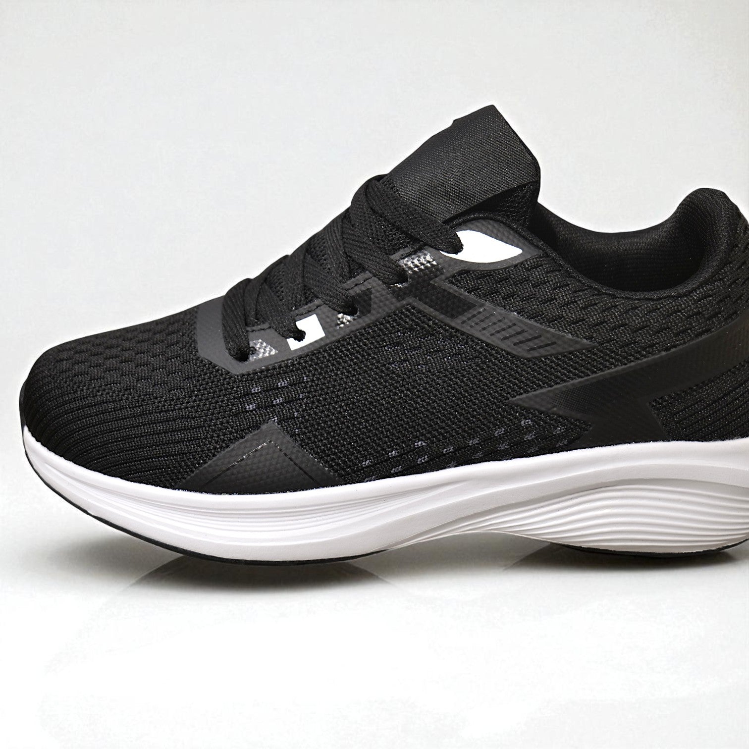 Zapatillas deportivas de mujer con tejido transpirable y suela ligera, negro y negro degradado