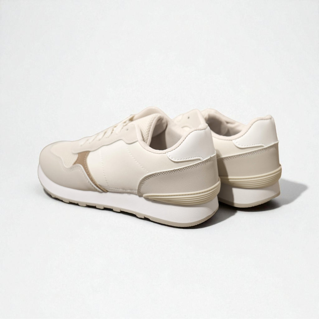 Sneakers mujer estilo casual con suela ligera y diseño combinado disponibles en beige y multicolor