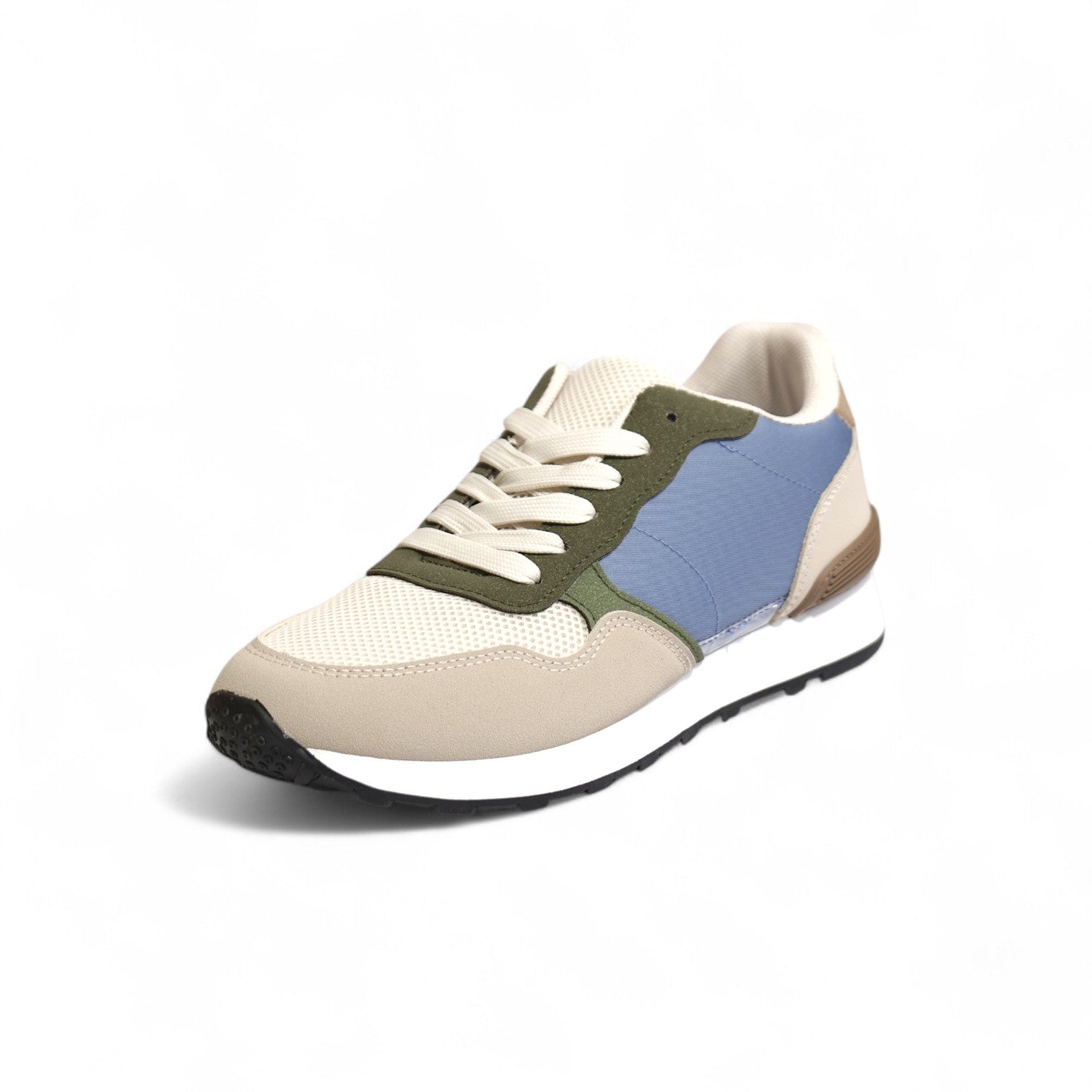 Sneakers mujer estilo casual con suela ligera y diseño combinado disponibles en beige y multicolor