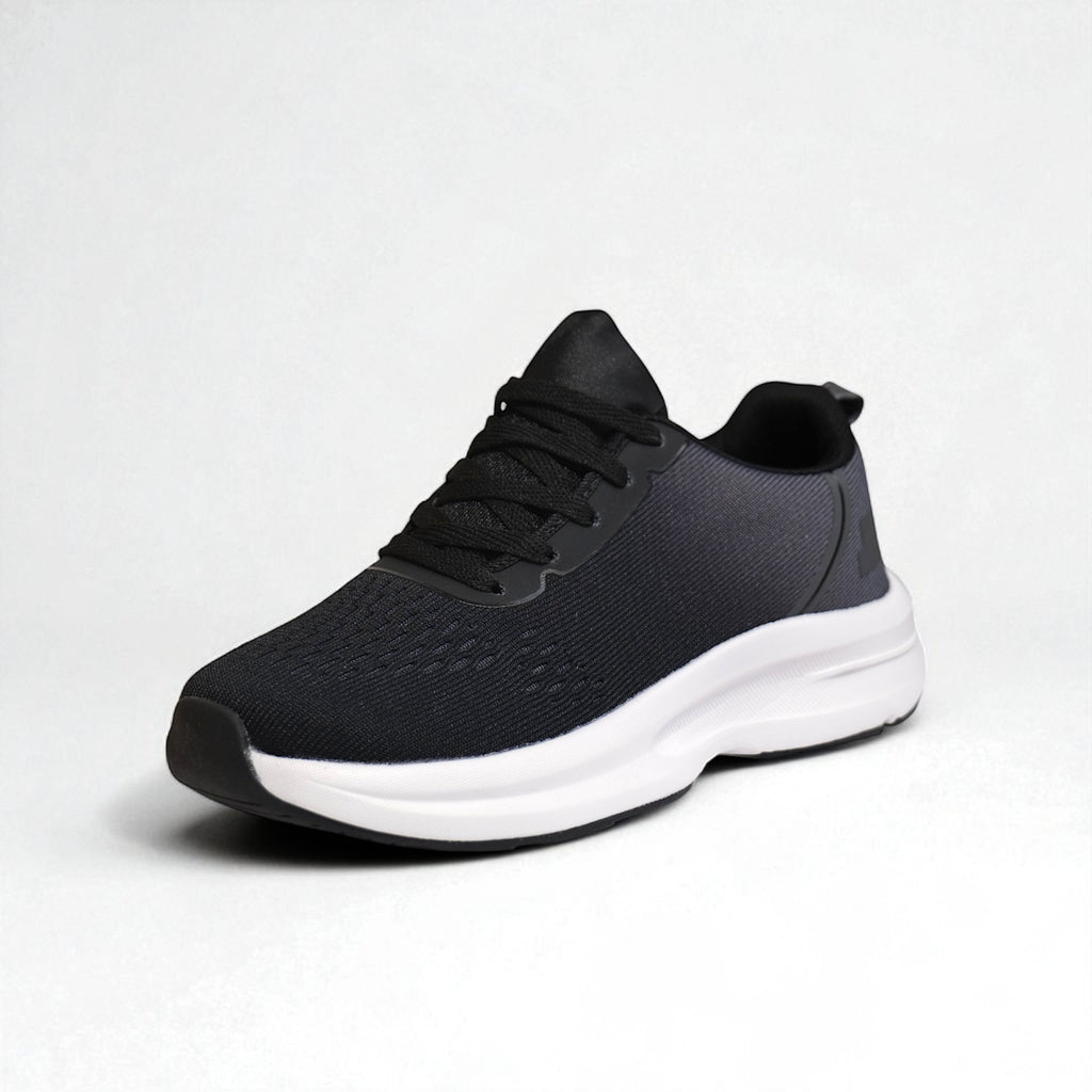 Zapatillas deportivas de mujer con tejido transpirable y suela ligera, negro y negro degradado