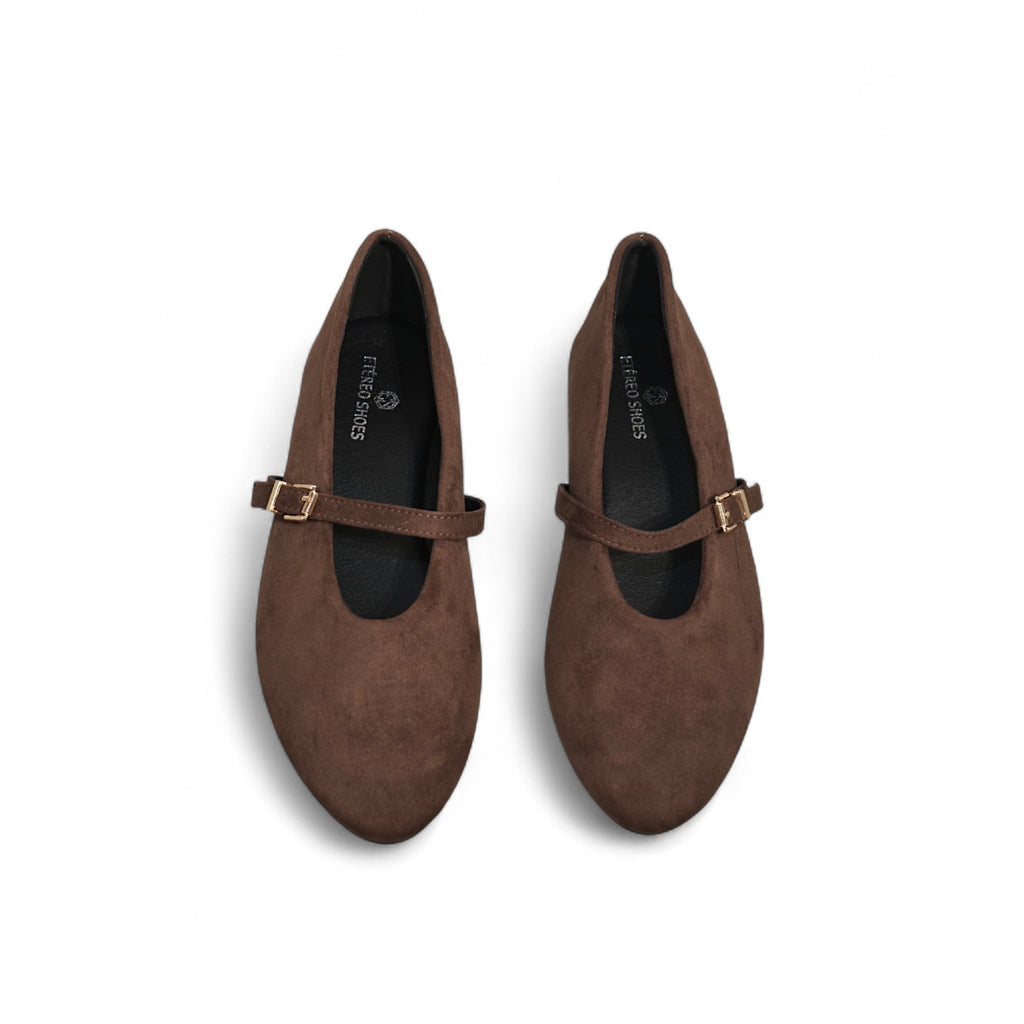 Merceditas de terciopelo para mujer estilo clásico con correa ajustable y punta redonda, disponibles en negro y marrón, cómodas y versátiles para uso diario o casual elegante