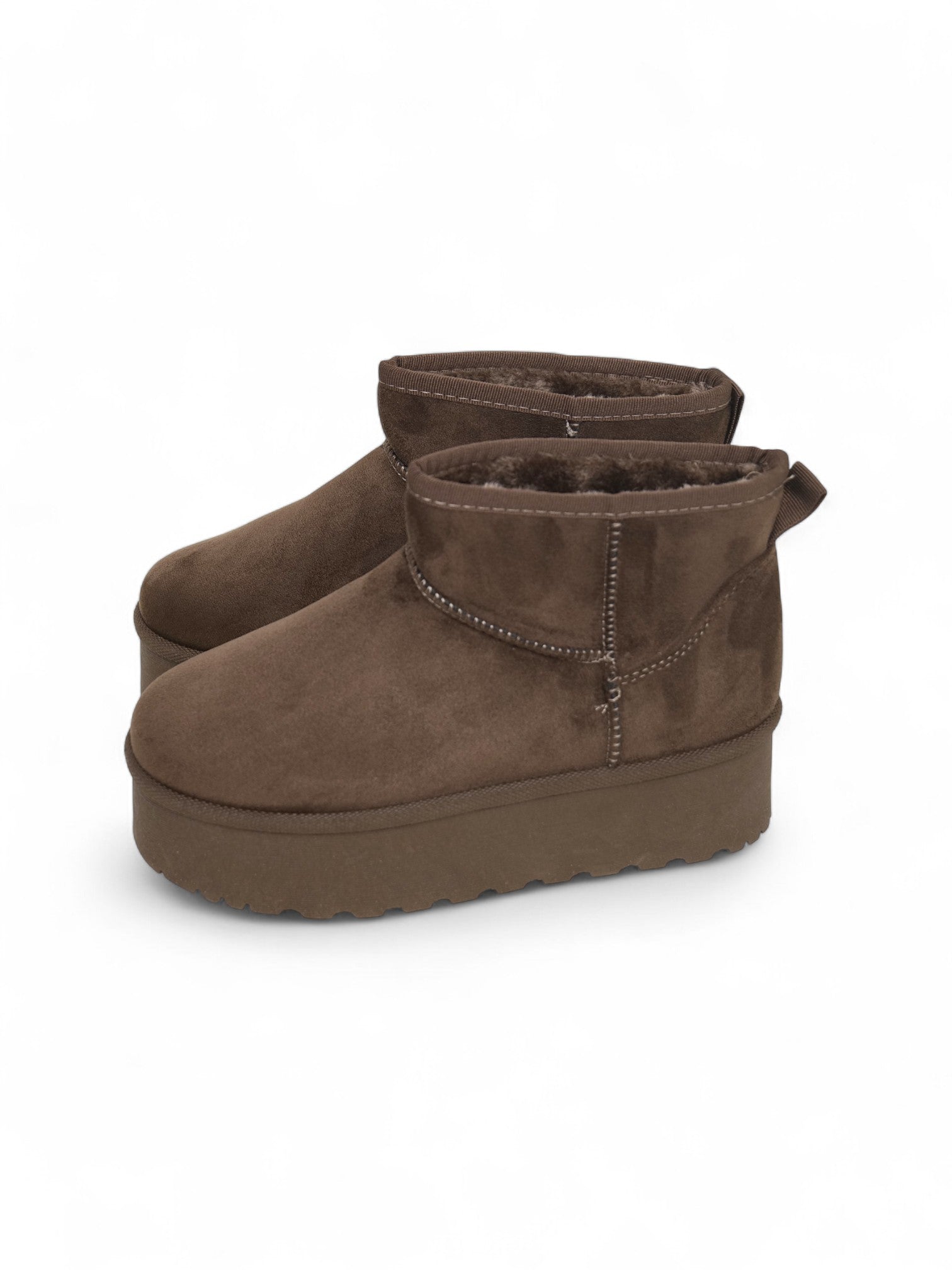 Botines de invierno con plataforma para mujer en gamuza textura de terciopelo con forro cálido – Botas estilo snow boots