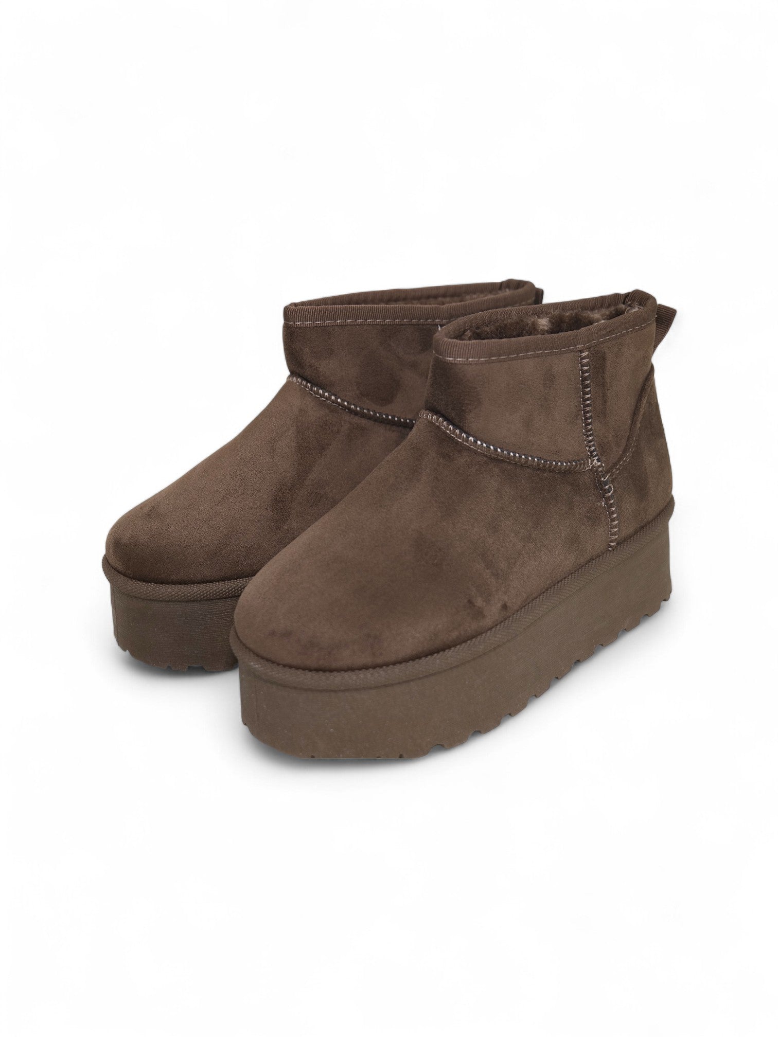 Botines de invierno con plataforma para mujer en gamuza textura de terciopelo con forro cálido – Botas estilo snow boots