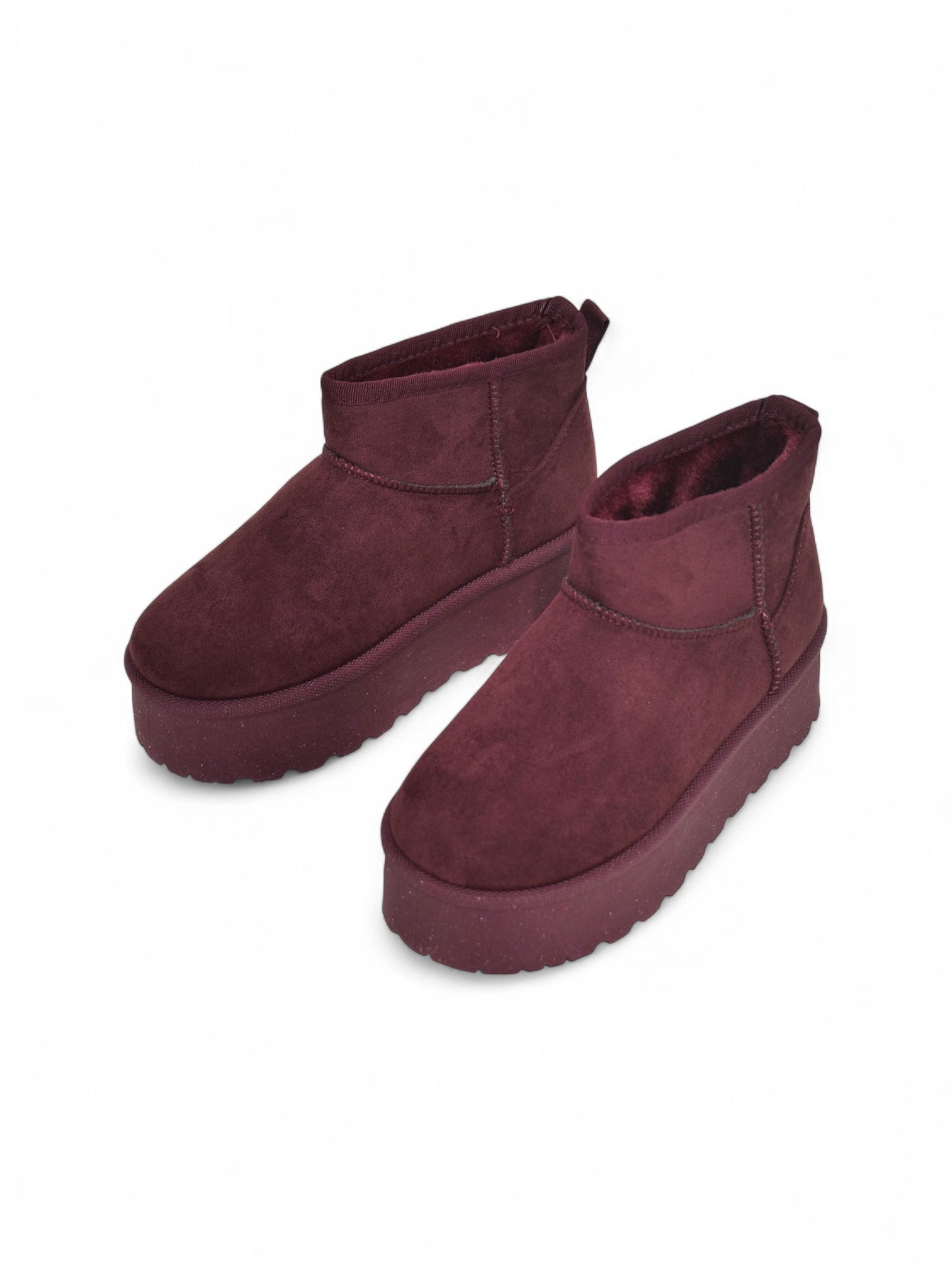 Botines de invierno con plataforma para mujer en gamuza textura de terciopelo con forro cálido – Botas estilo snow boots