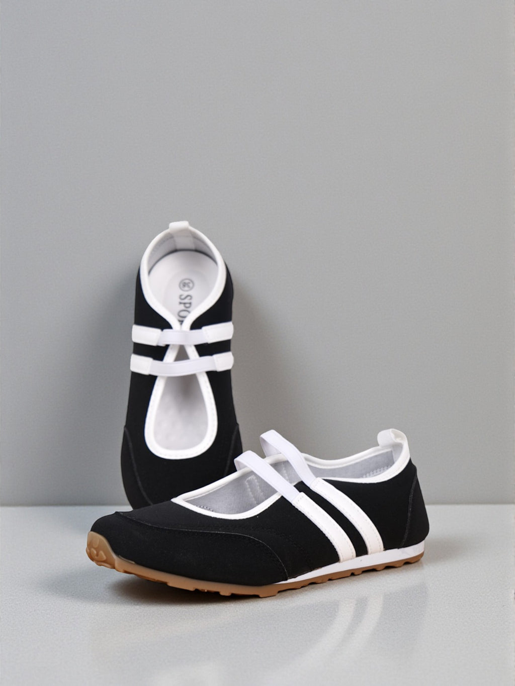 Zapatillas Mujer con Doble Tira Elástica y Suela Antideslizante, Planos Casual Urbanos en Cuero Sintético y Gamuza Sintética, Estilo Bailarina Moderno Cómodo para Diario