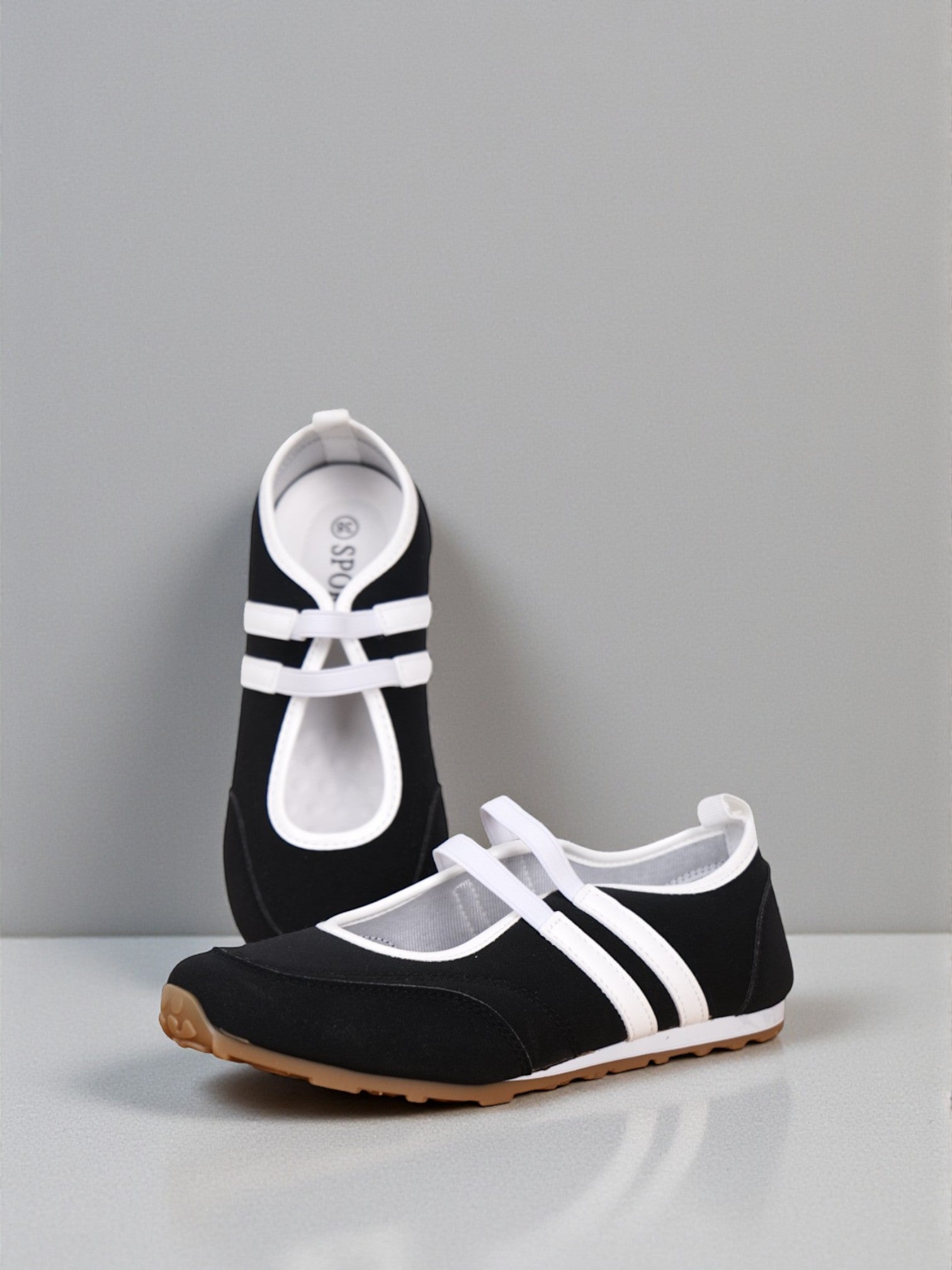 Zapatillas Mujer con Doble Tira Elástica y Suela Antideslizante, Planos Casual Urbanos en Cuero Sintético y Gamuza Sintética, Estilo Bailarina Moderno Cómodo para Diario