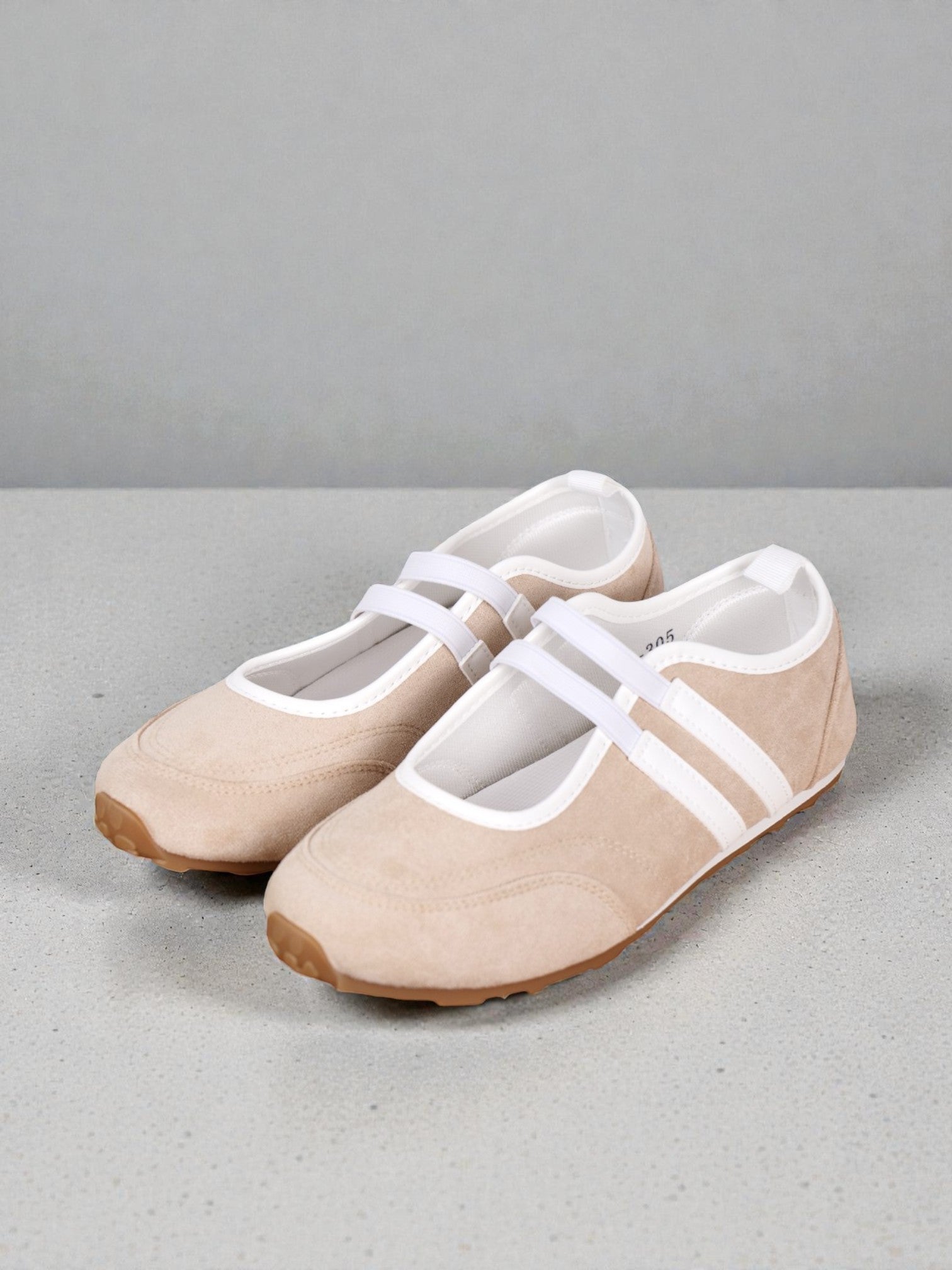 Zapatillas Mujer con Doble Tira Elástica y Suela Antideslizante, Planos Casual Urbanos en Cuero Sintético y Gamuza Sintética, Estilo Bailarina Moderno Cómodo para Diario