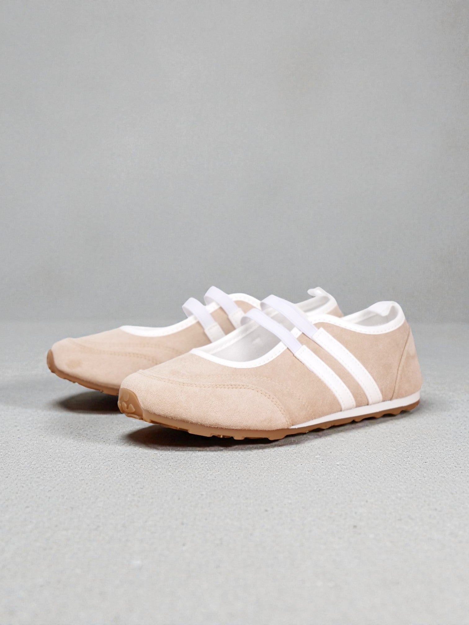 Zapatillas Mujer con Doble Tira Elástica y Suela Antideslizante, Planos Casual Urbanos en Cuero Sintético y Gamuza Sintética, Estilo Bailarina Moderno Cómodo para Diario
