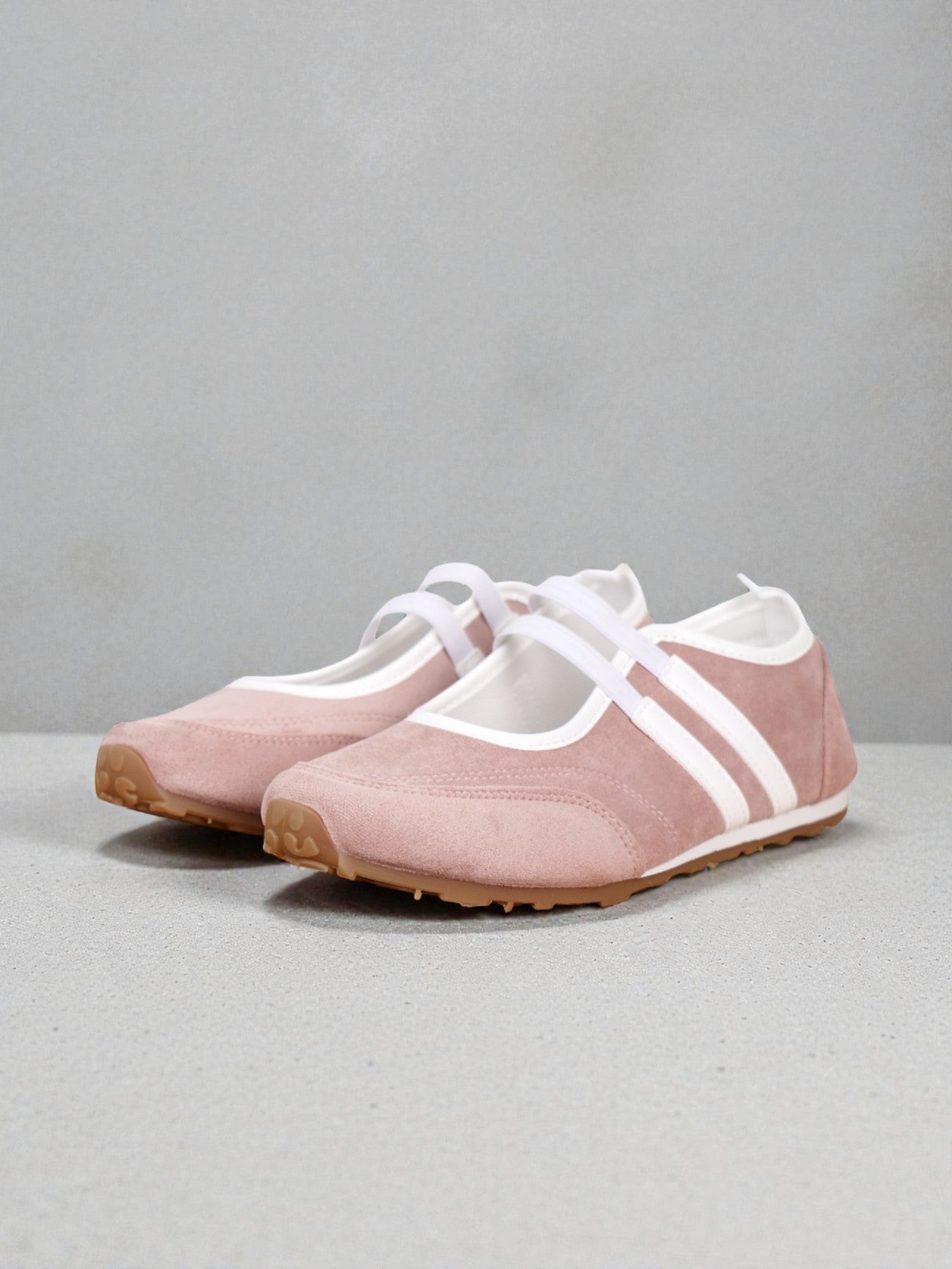 Zapatillas Mujer con Doble Tira Elástica y Suela Antideslizante, Planos Casual Urbanos en Cuero Sintético y Gamuza Sintética, Estilo Bailarina Moderno Cómodo para Diario