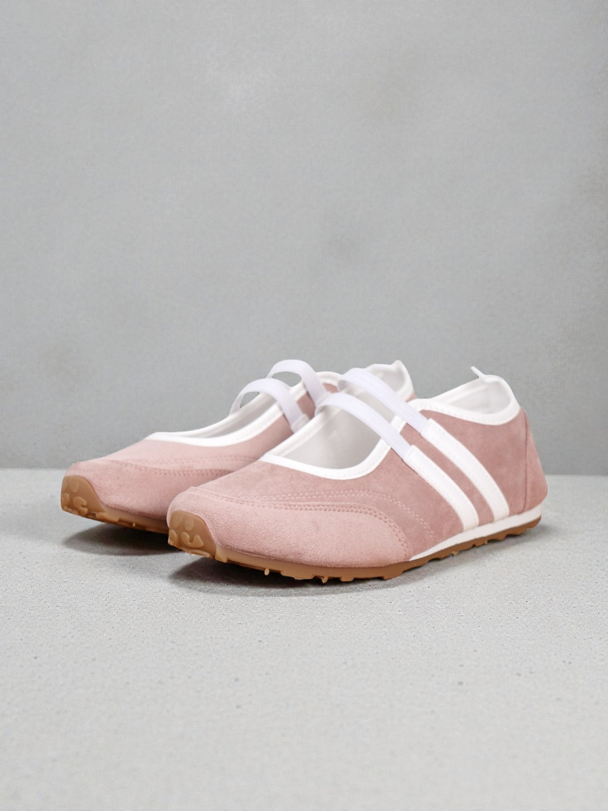 Zapatillas Mujer con Doble Tira Elástica y Suela Antideslizante, Planos Casual Urbanos en Cuero Sintético y Gamuza Sintética, Estilo Bailarina Moderno Cómodo para Diario