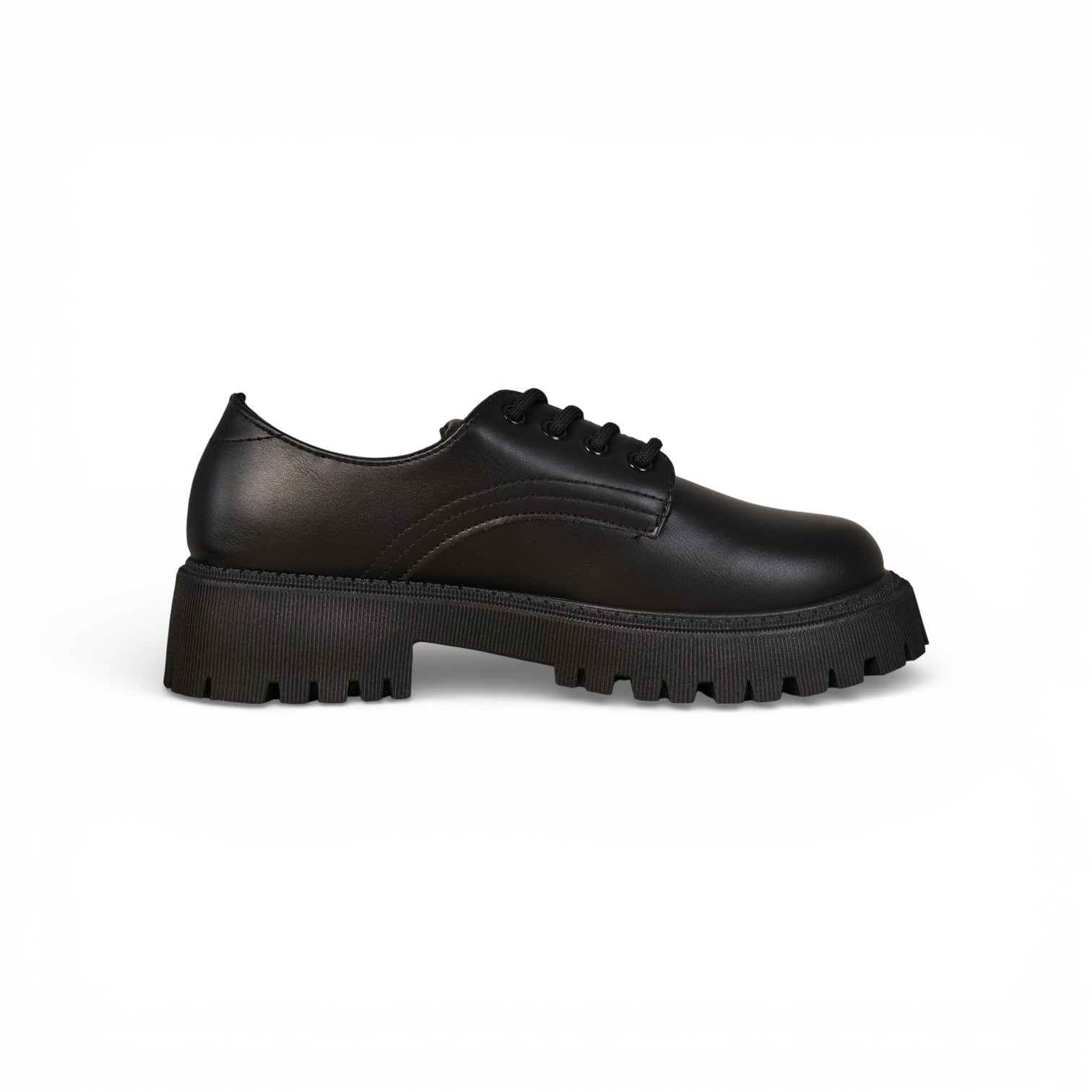 Zapatos tipo derby negros y beige con cordones y suela chunky gruesa, calzado urbano femenino de cuero sintético y gamuza sintética