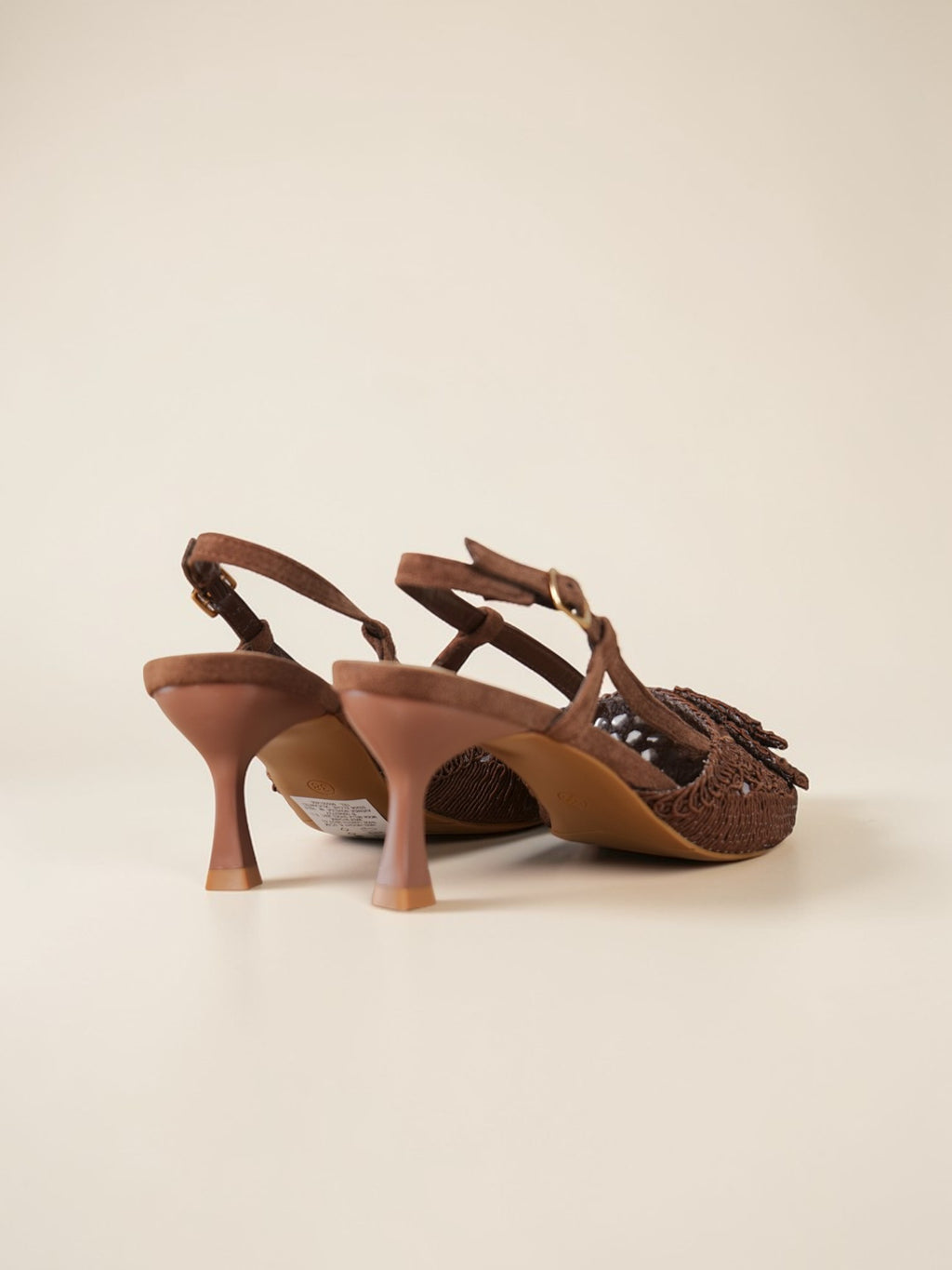 Zapatos Mujer Slingback de Tacón Bajo con Punta Fina y Detalle Floral en Encaje, Sandalias Cerradas Elegantes con Pulsera Ajustable para Fiesta, Evento y Oficina