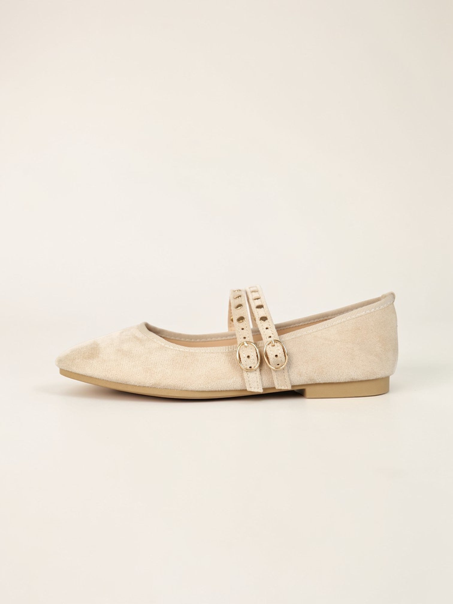 Bailarinas Mujer Planas con Doble Correa y Hebillas Metálicas, Zapatos Tipo Mary Jane de Punta Fina en Gamuza Sintética efecto Terciopelo, Flats Elegantes para Diario y Oficina