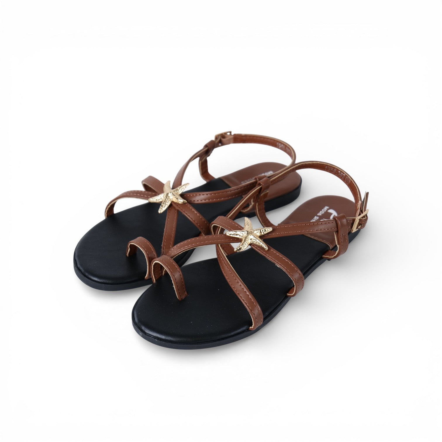 Sandalias Mujer Planas con Tiras Finas con Adorno Estrella Del Mar Decorativa para Verano