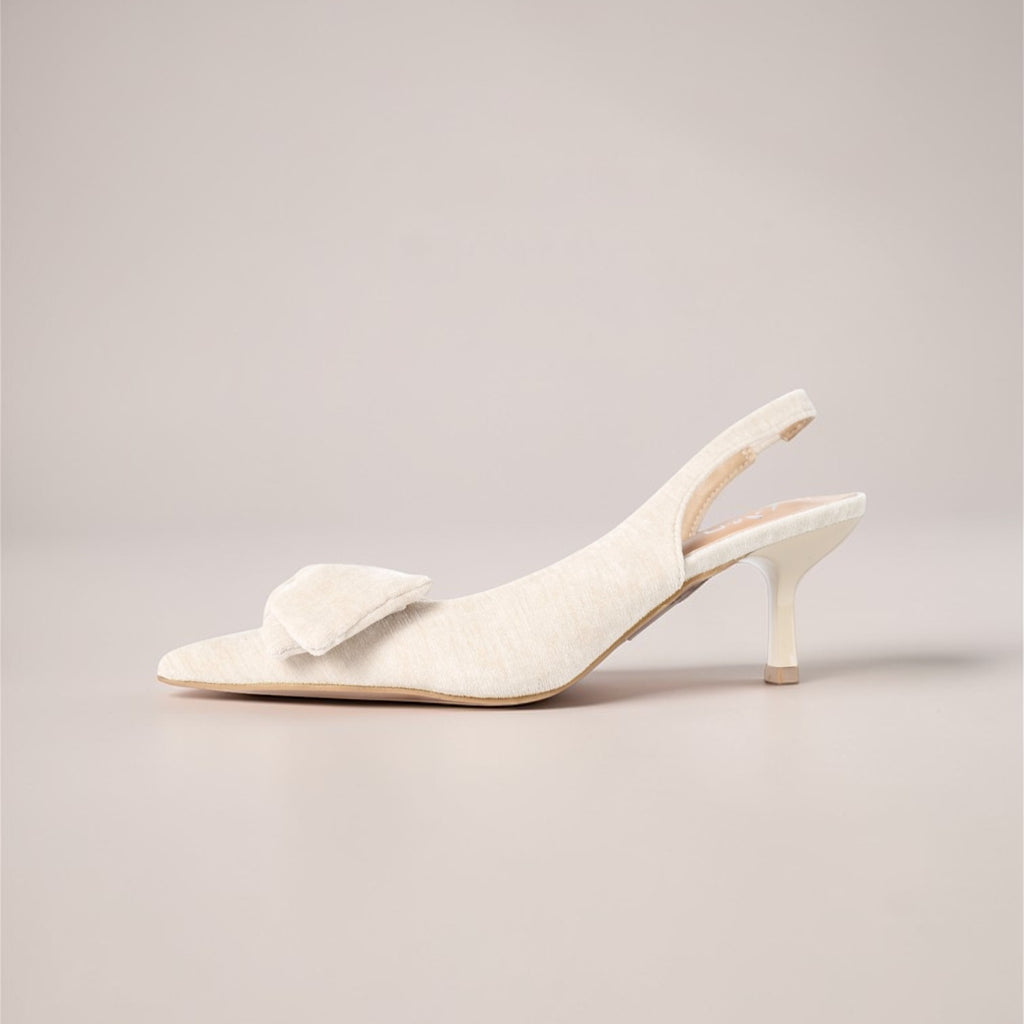 Zapatos Tacón Mujer Punta Fina con Lazo Frontal y Tacón Bajo Destalonados Elegantes