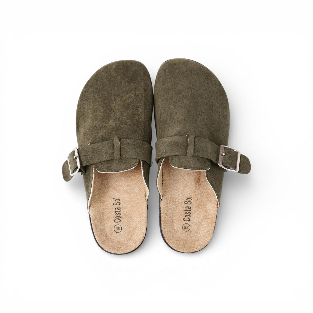 Zapatos destalonados planos con plantilla cómoda y suela efecto corcho, casual otoño invierno