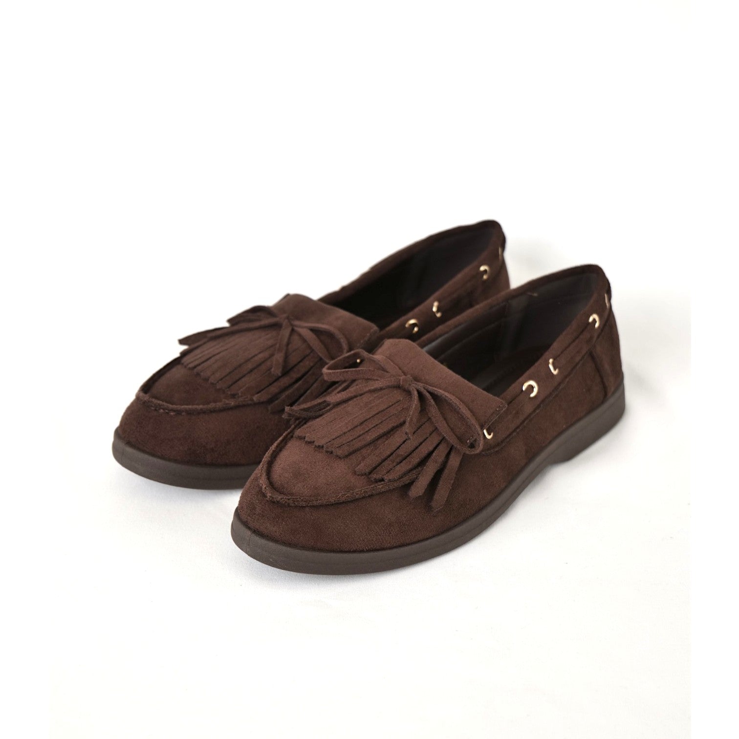 Mocasines Mujer Estilo Náutico con Flecos y Lazo Decorativo, Zapatos Planos de Gamuza Sintética Tipo Loafer Casual Cómodo para Diario, Oficina y Entretiempo