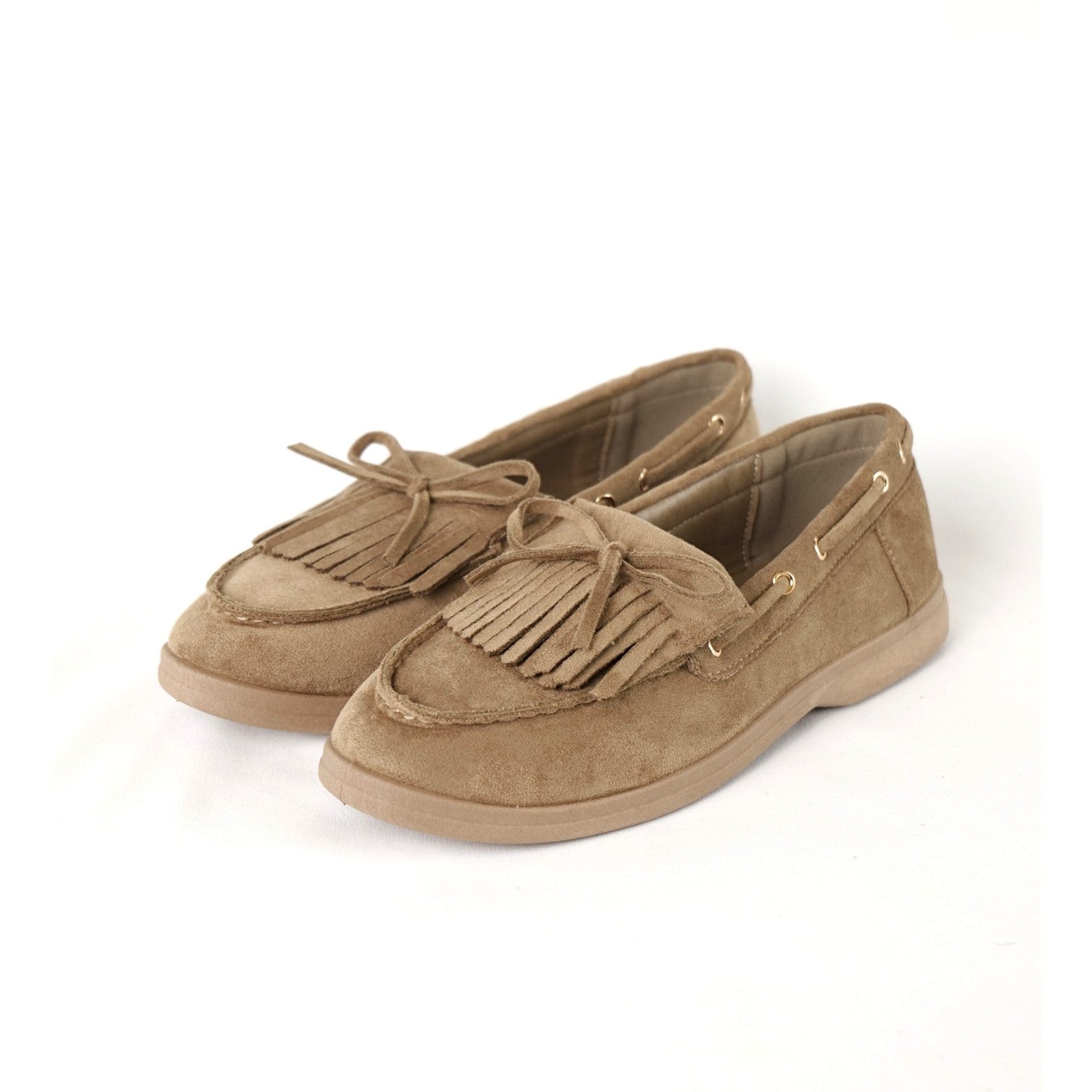 Mocasines Mujer Estilo Náutico con Flecos y Lazo Decorativo, Zapatos Planos de Gamuza Sintética Tipo Loafer Casual Cómodo para Diario, Oficina y Entretiempo