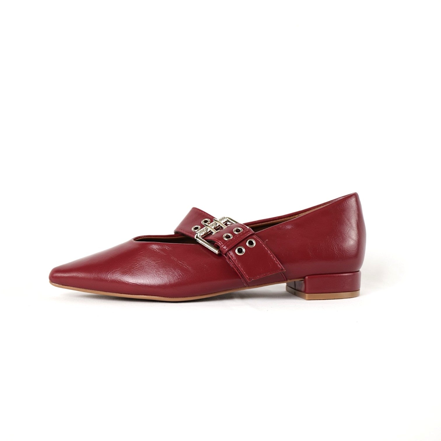 Zapatos Tipo Merceditas para Mujer con Punta Fina y Correa Ancha con Hebilla Metálica, Bailarinas Elegantes Planas de Material Sintético para Oficina, Fiesta y Diario