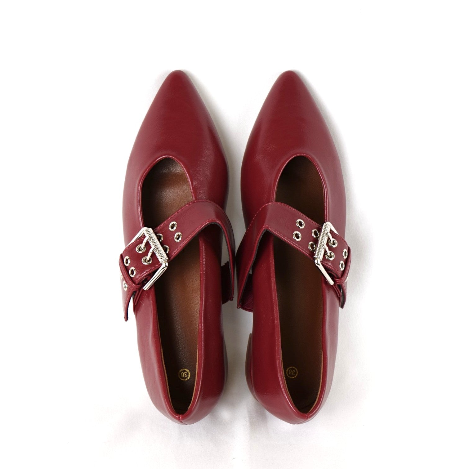 Zapatos Tipo Merceditas para Mujer con Punta Fina y Correa Ancha con Hebilla Metálica, Bailarinas Elegantes Planas de Material Sintético para Oficina, Fiesta y Diario