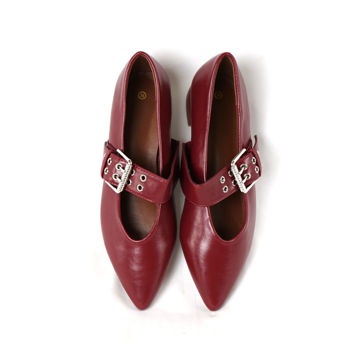 Zapatos Tipo Merceditas para Mujer con Punta Fina y Correa Ancha con Hebilla Metálica, Bailarinas Elegantes Planas de Material Sintético para Oficina, Fiesta y Diario