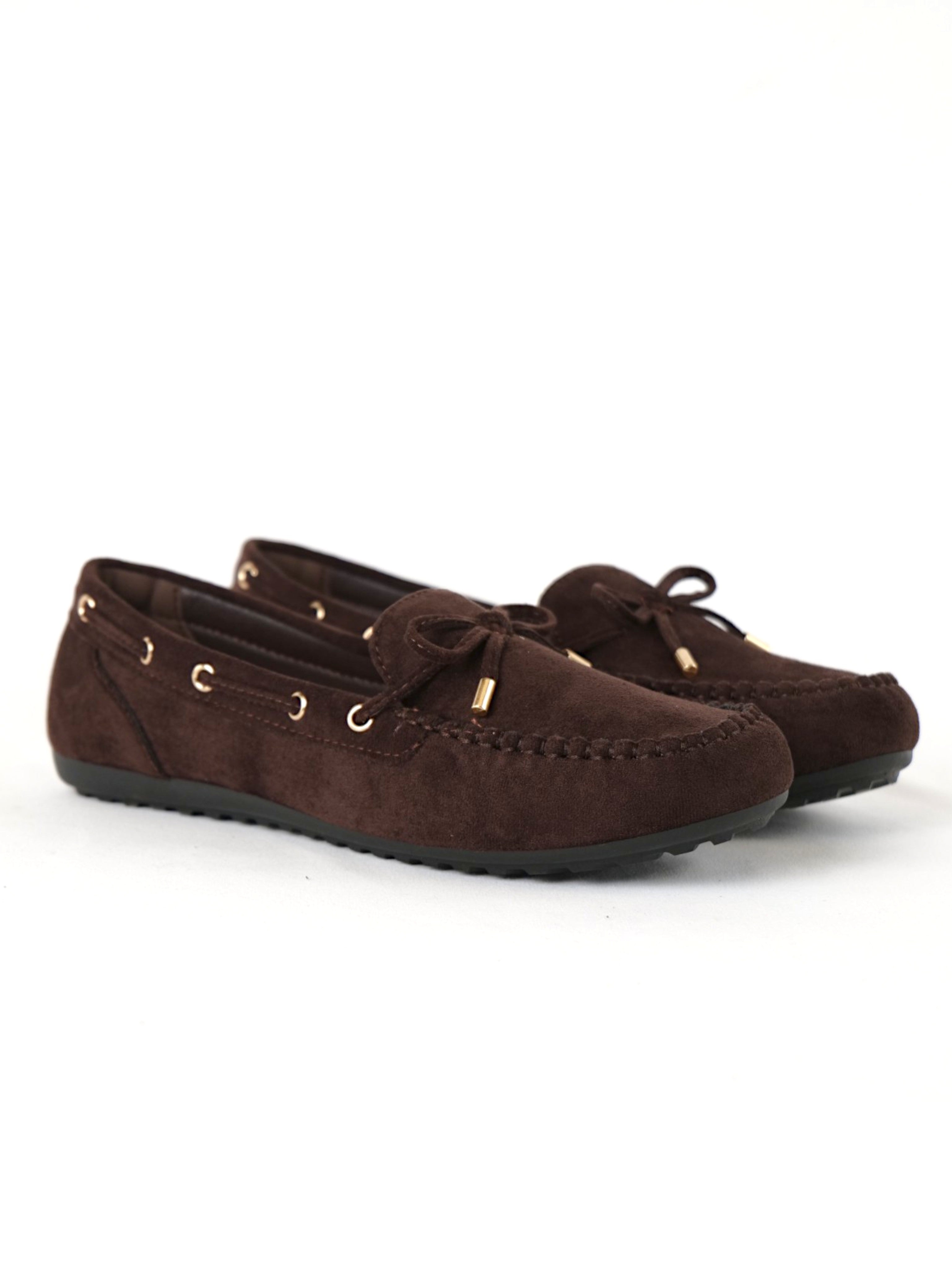 Mocasines planos para mujer con lazo decorativo y costuras tipo moccasin, zapatos casuales en efecto ante con detalle de cordón y ojales metálicos, mocasines cómodos para diario, oficina y looks casuales